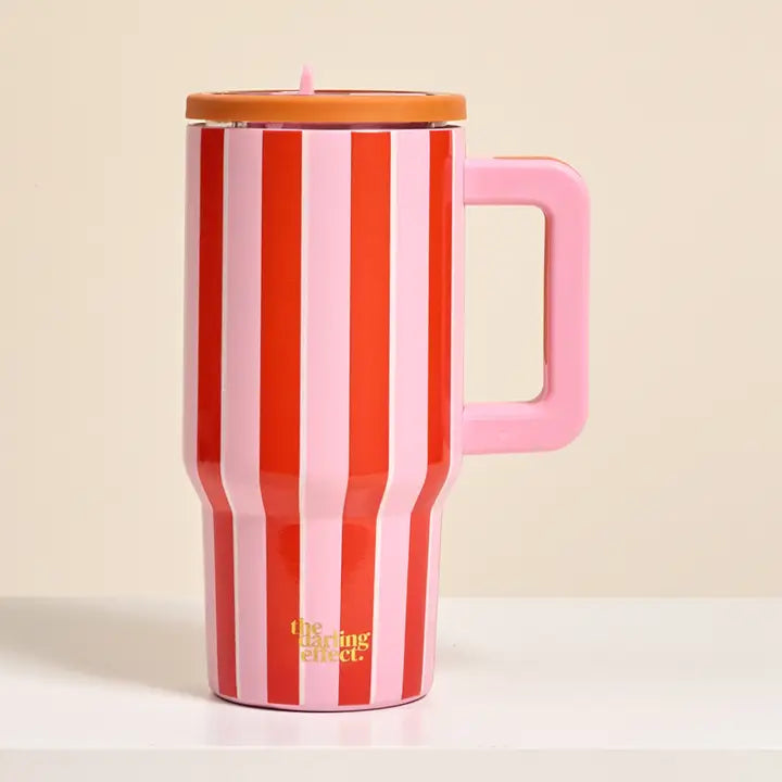 20 oz Lifestyle Flip Straw Tumbler – Sicily Stripes Pink
