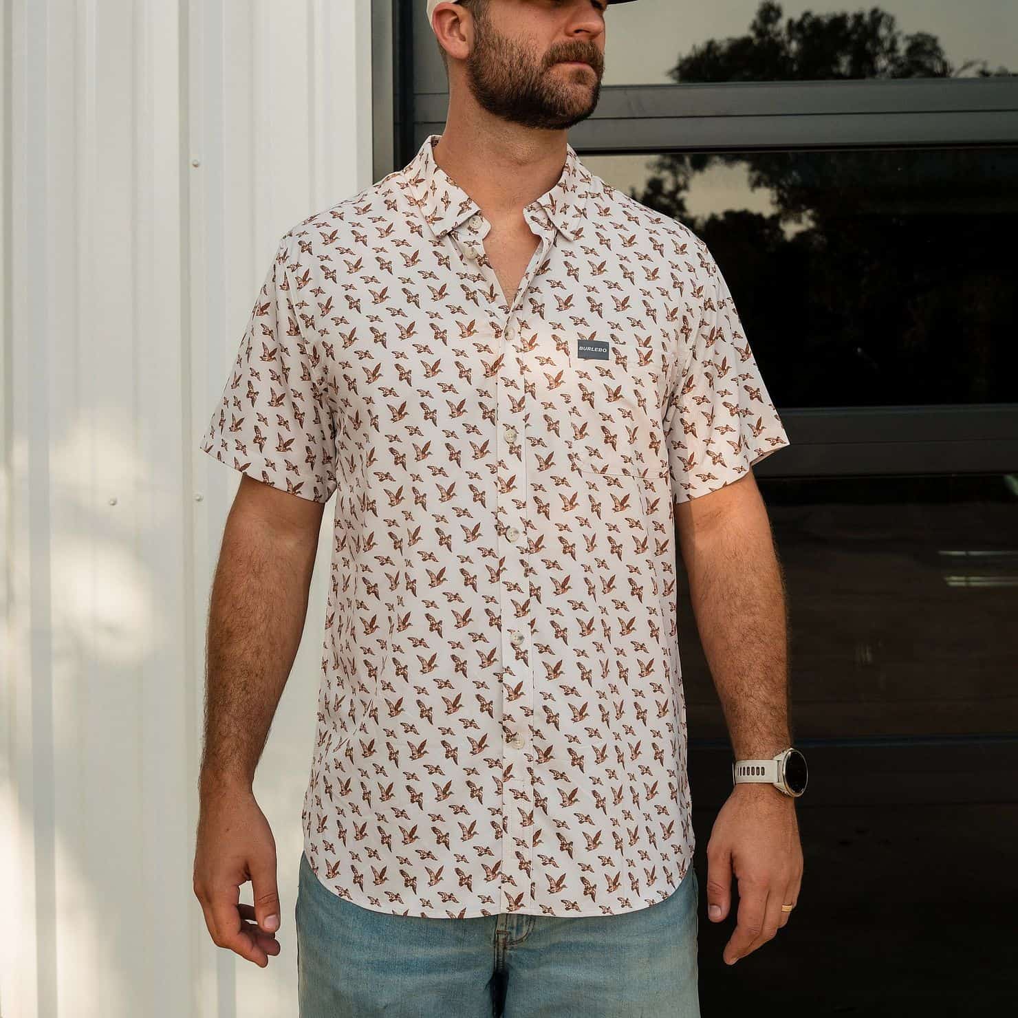 Burlebo Performance Button Up - Mallards Flying In