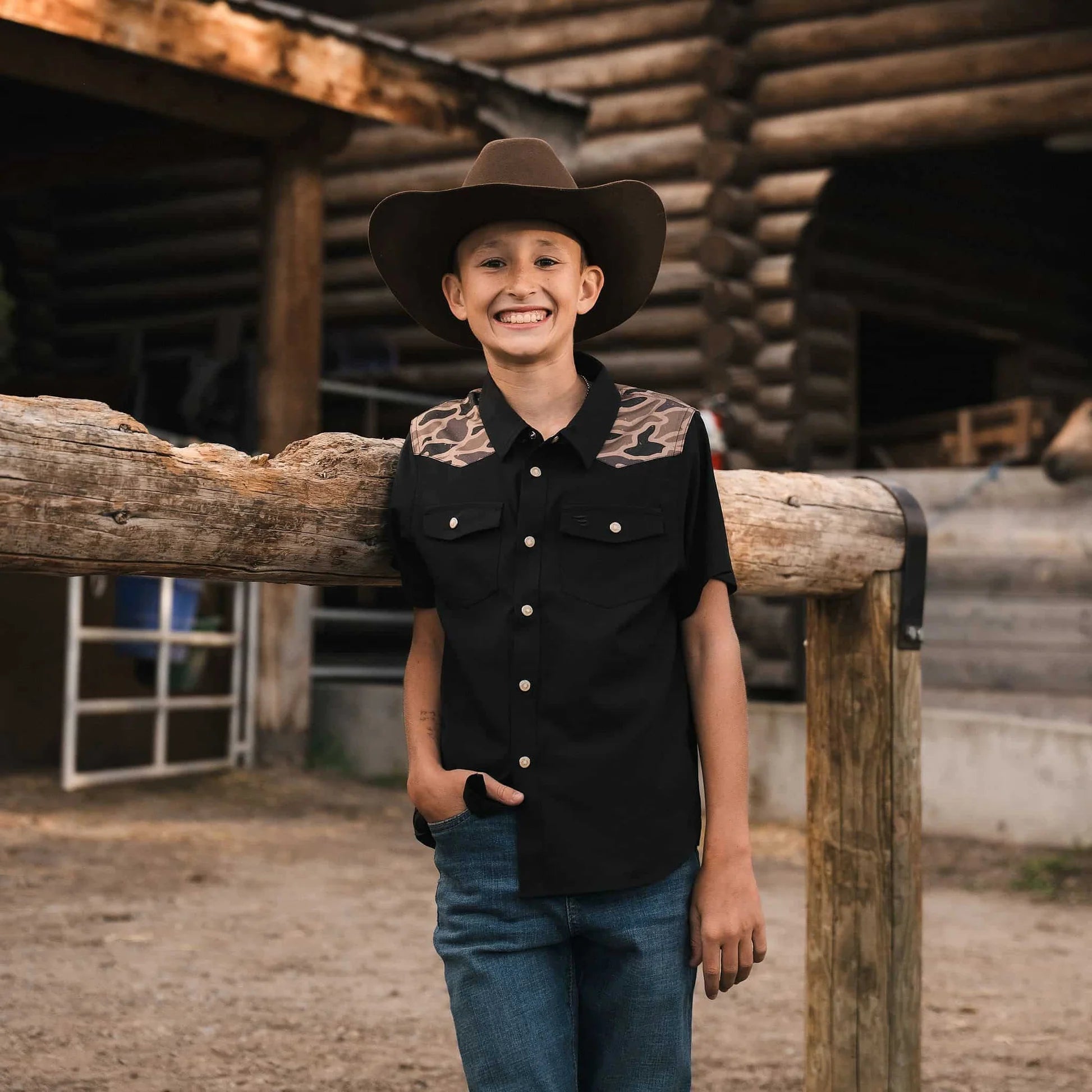 Burlebo Youth Performance Western Shirt - Deer Szn