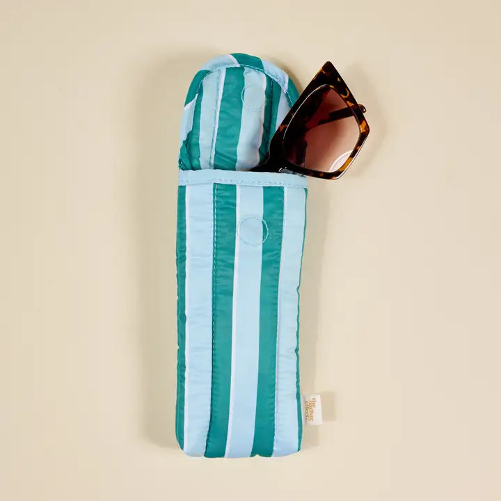 Puffy Sunglasses Case–Sicily Stripes Teal