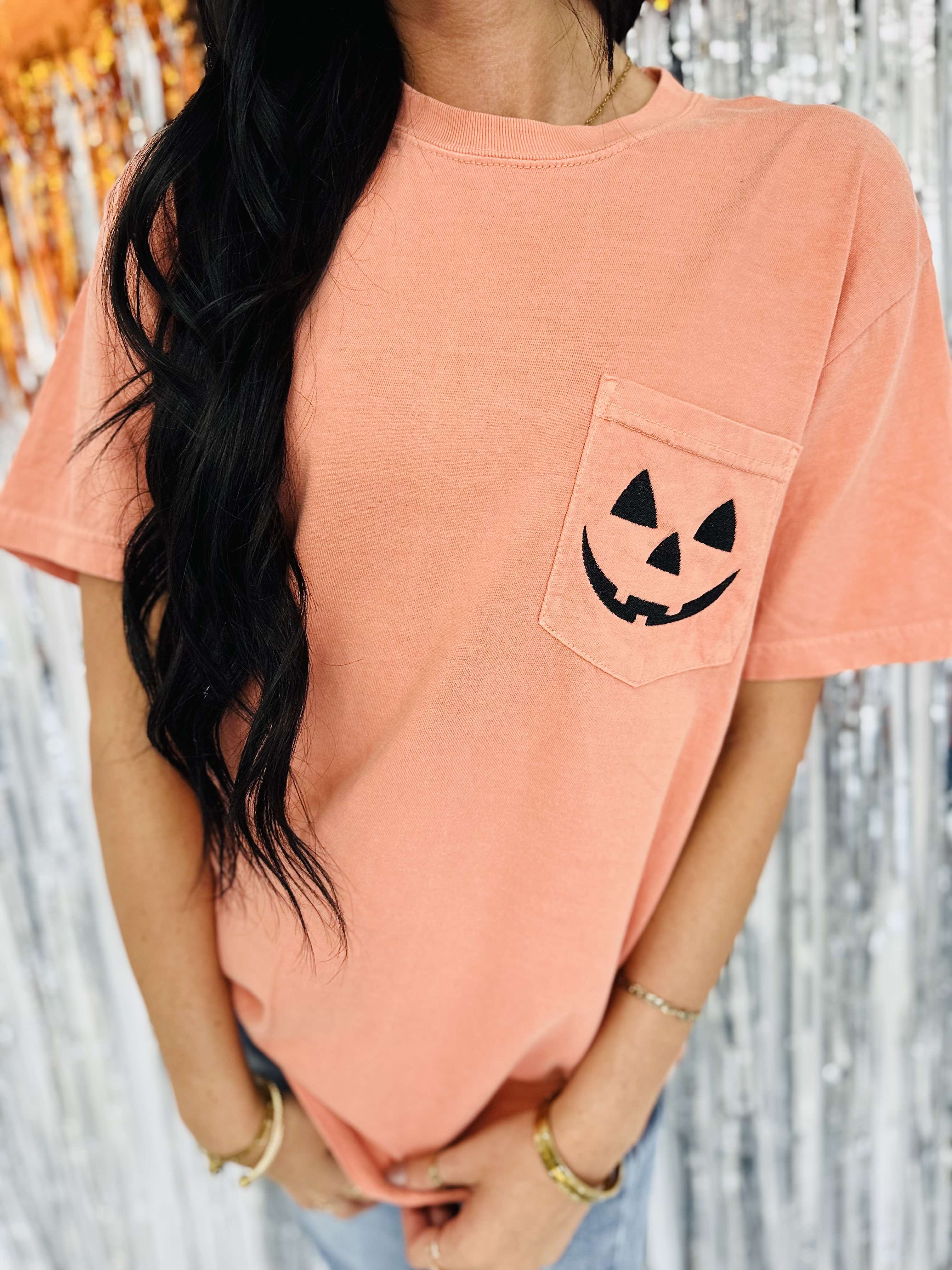 Jack-O-Lantern Pocket Embroider Tee