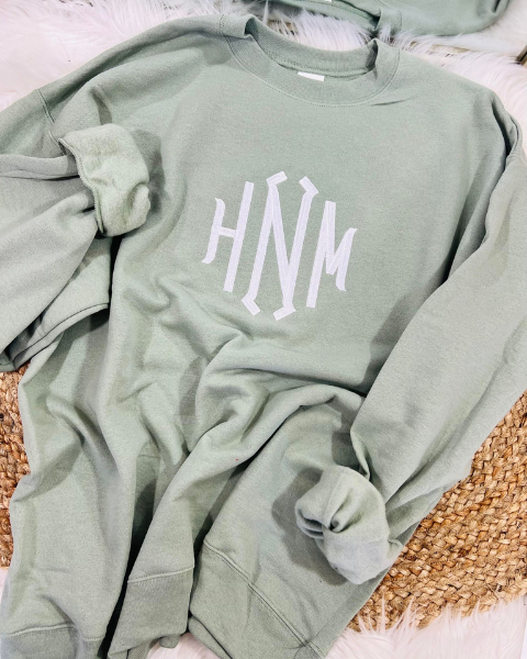 Personalized Sage White Thread Sweatshirt