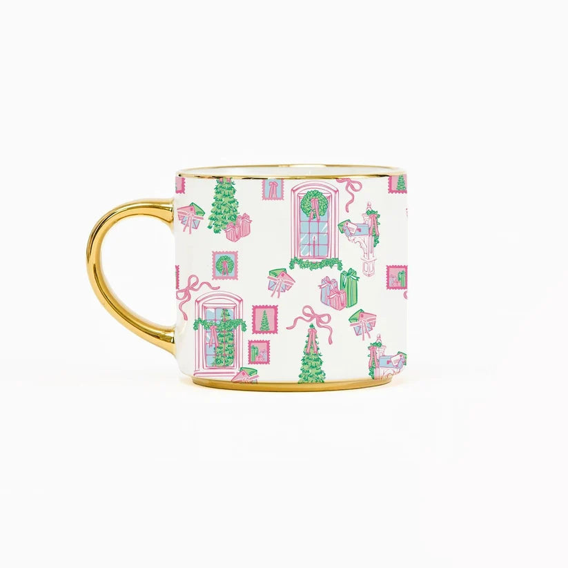 Cafe Mug - Christmas Cottage Pattern