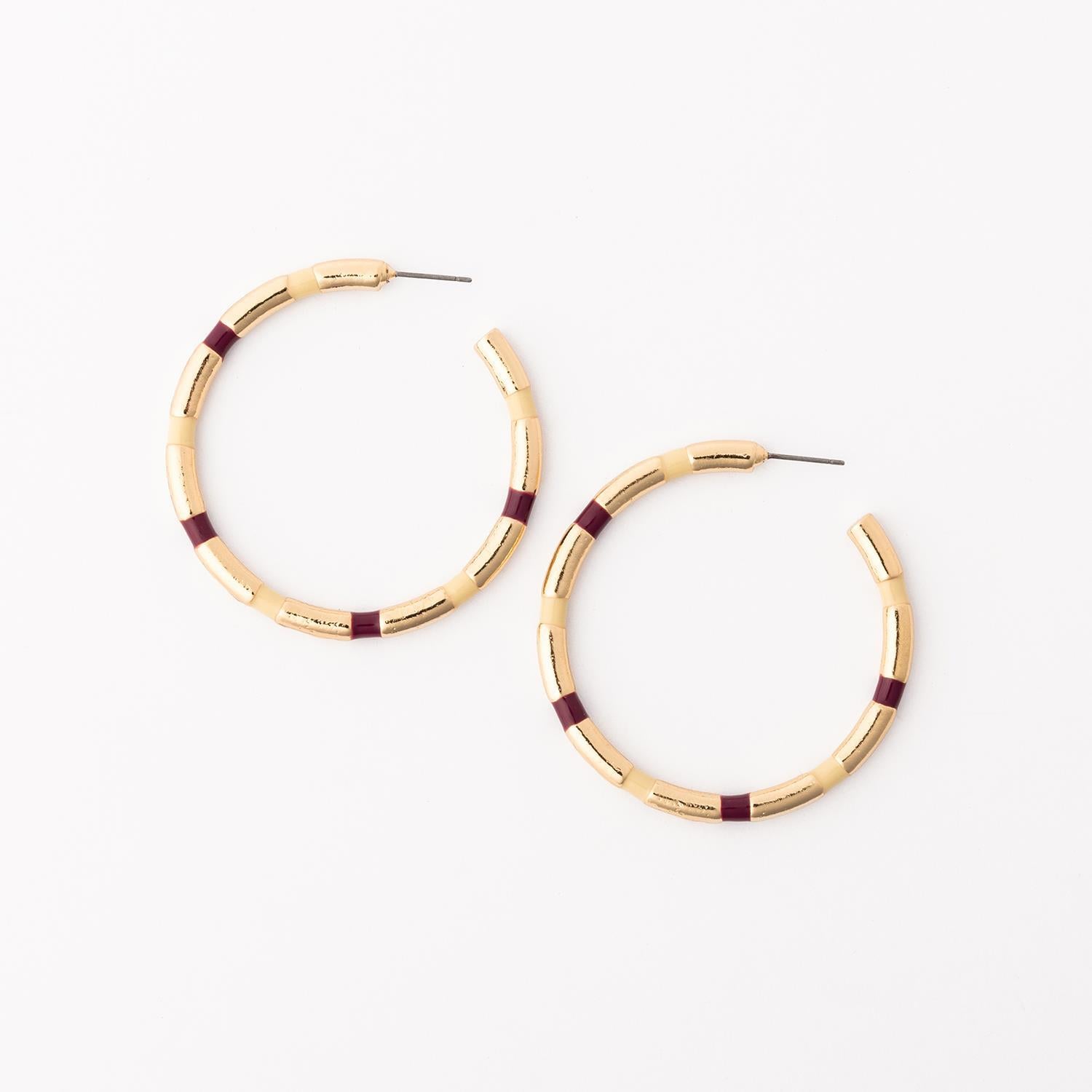 The Nellie Maroon & Gold Earrings