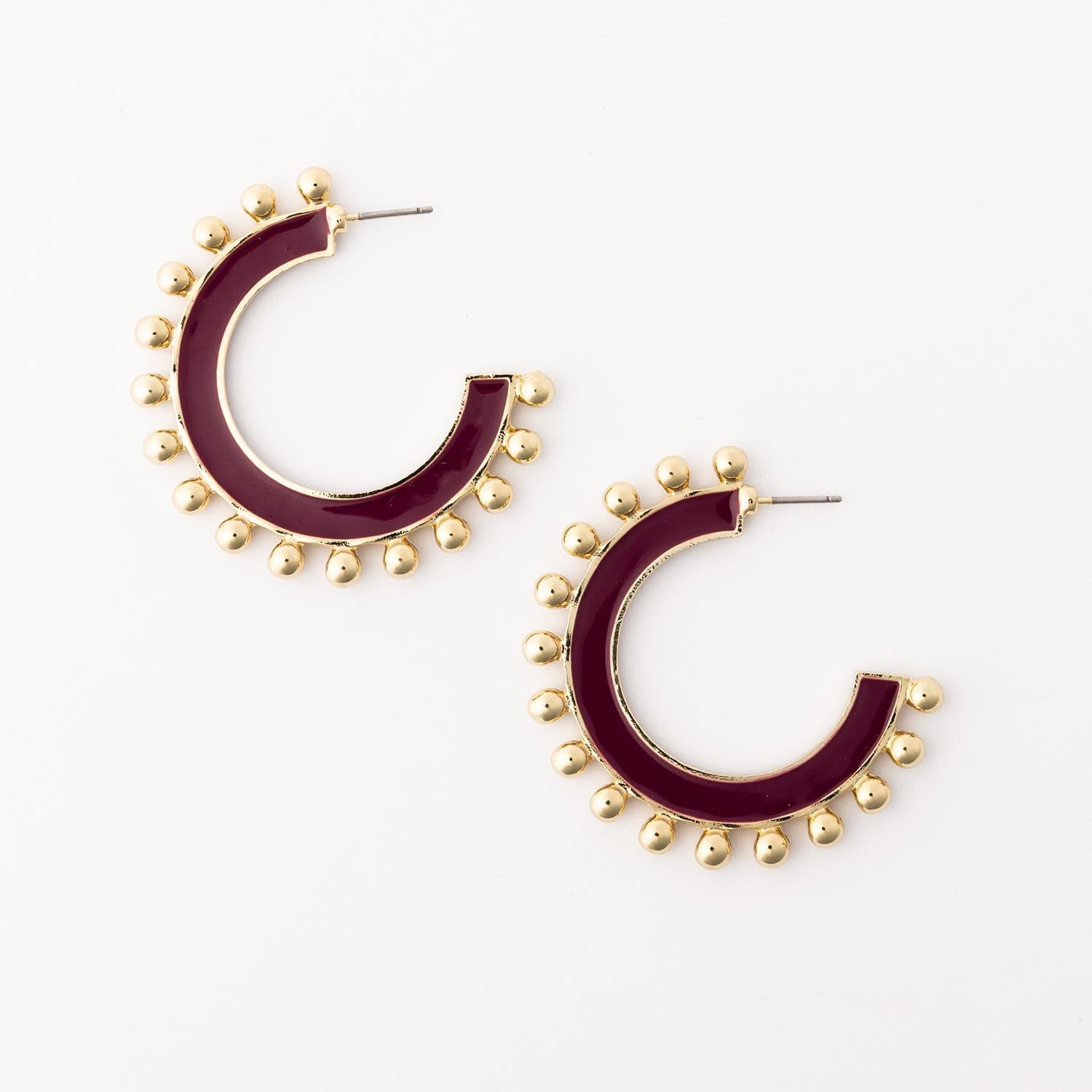 The Hadley Gold & Maroon Earrings