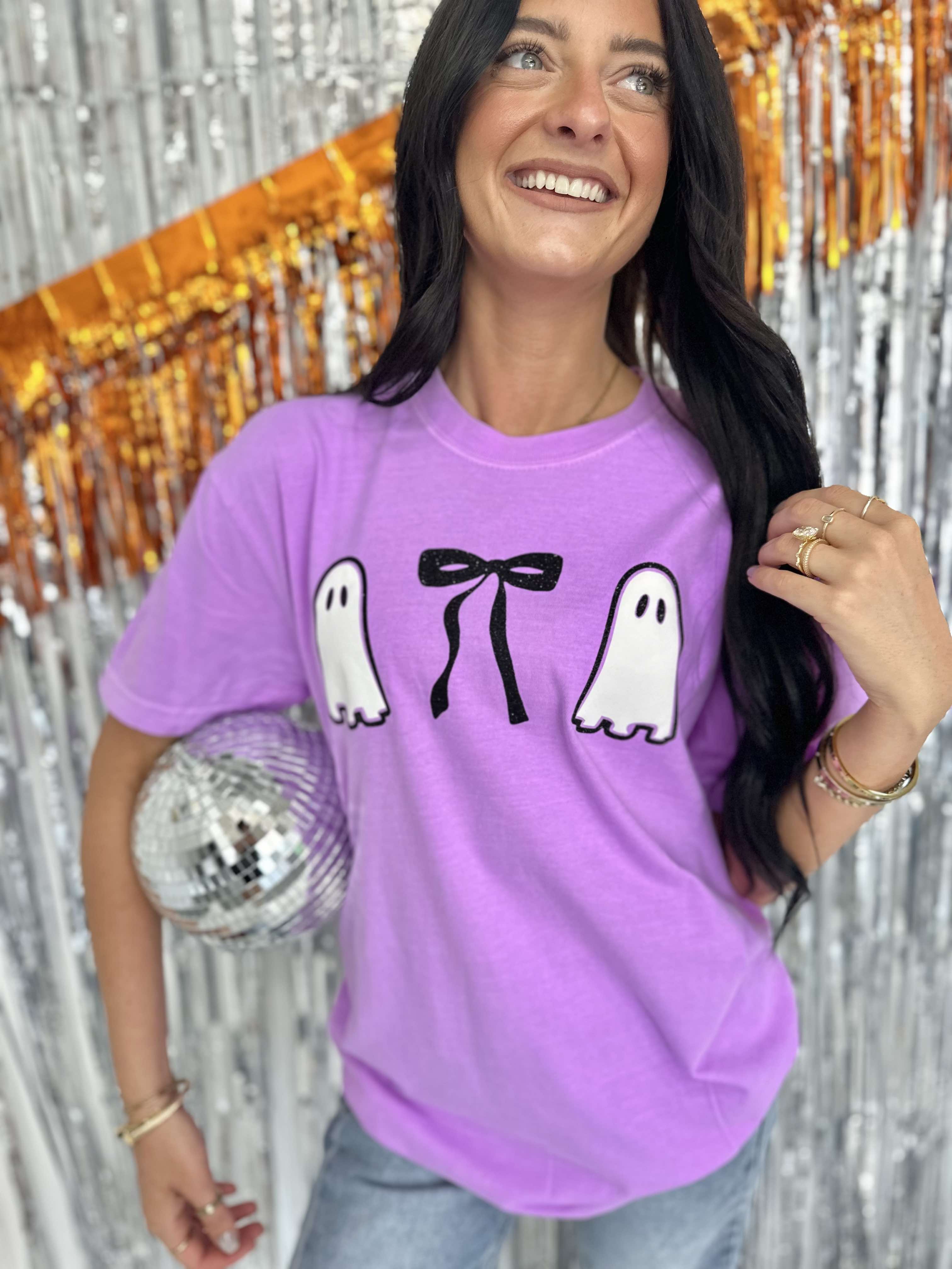Ghost Bow Neon Violet Graphic Tee