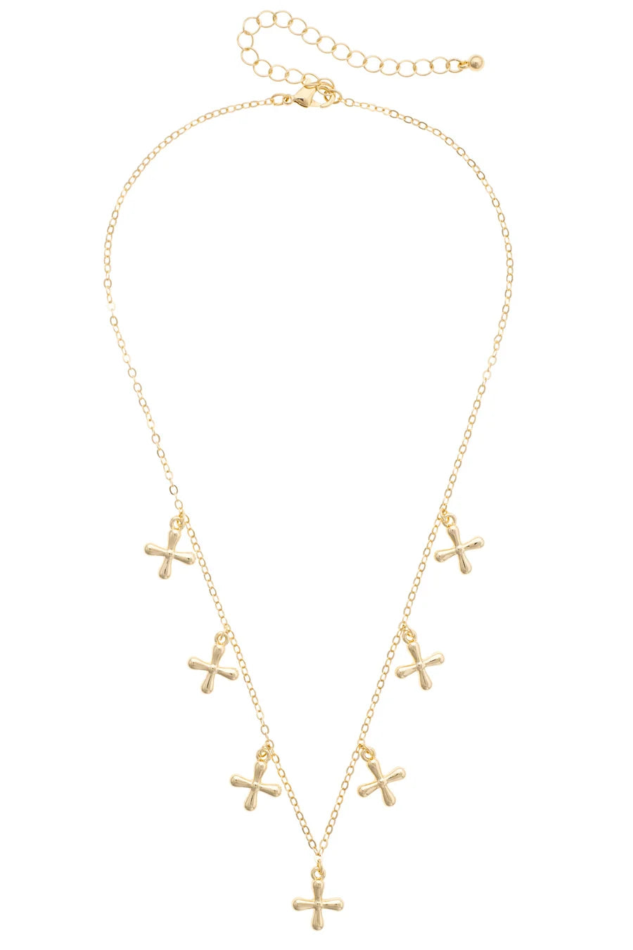 Cross Drip Necklace in Shiny Gold