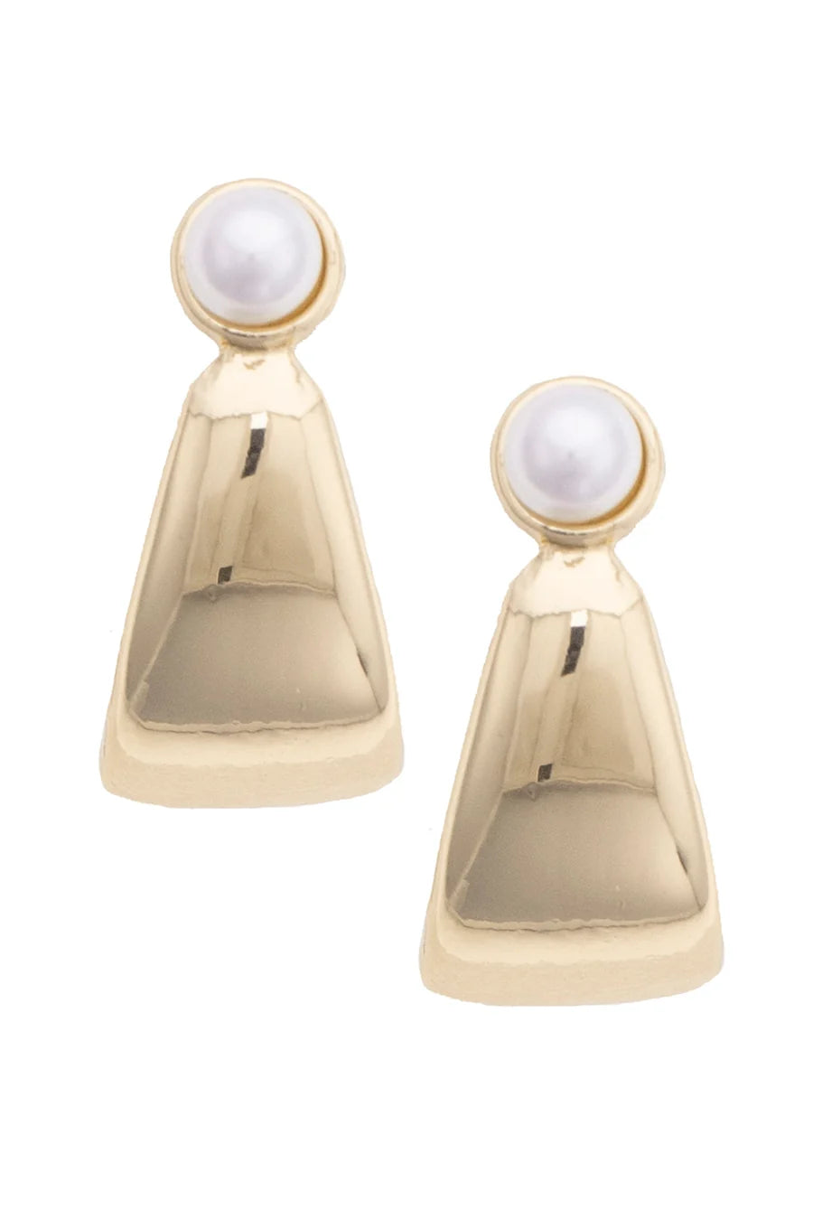 Angel Pearl Half Hoop Earrings in Shiny Gold