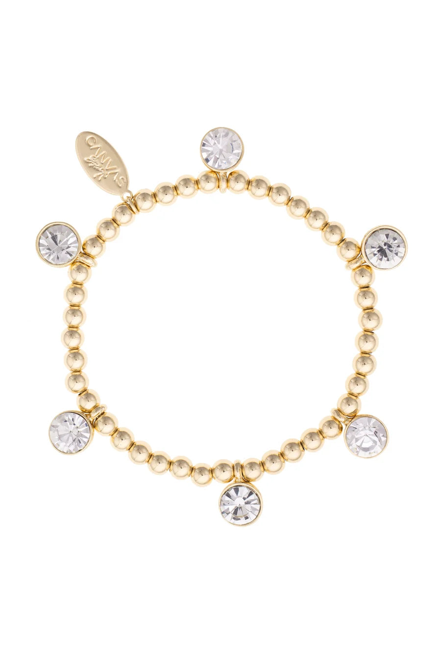 Daytona Ball Bead Bezel Stretch Bracelet in Shiny Gold