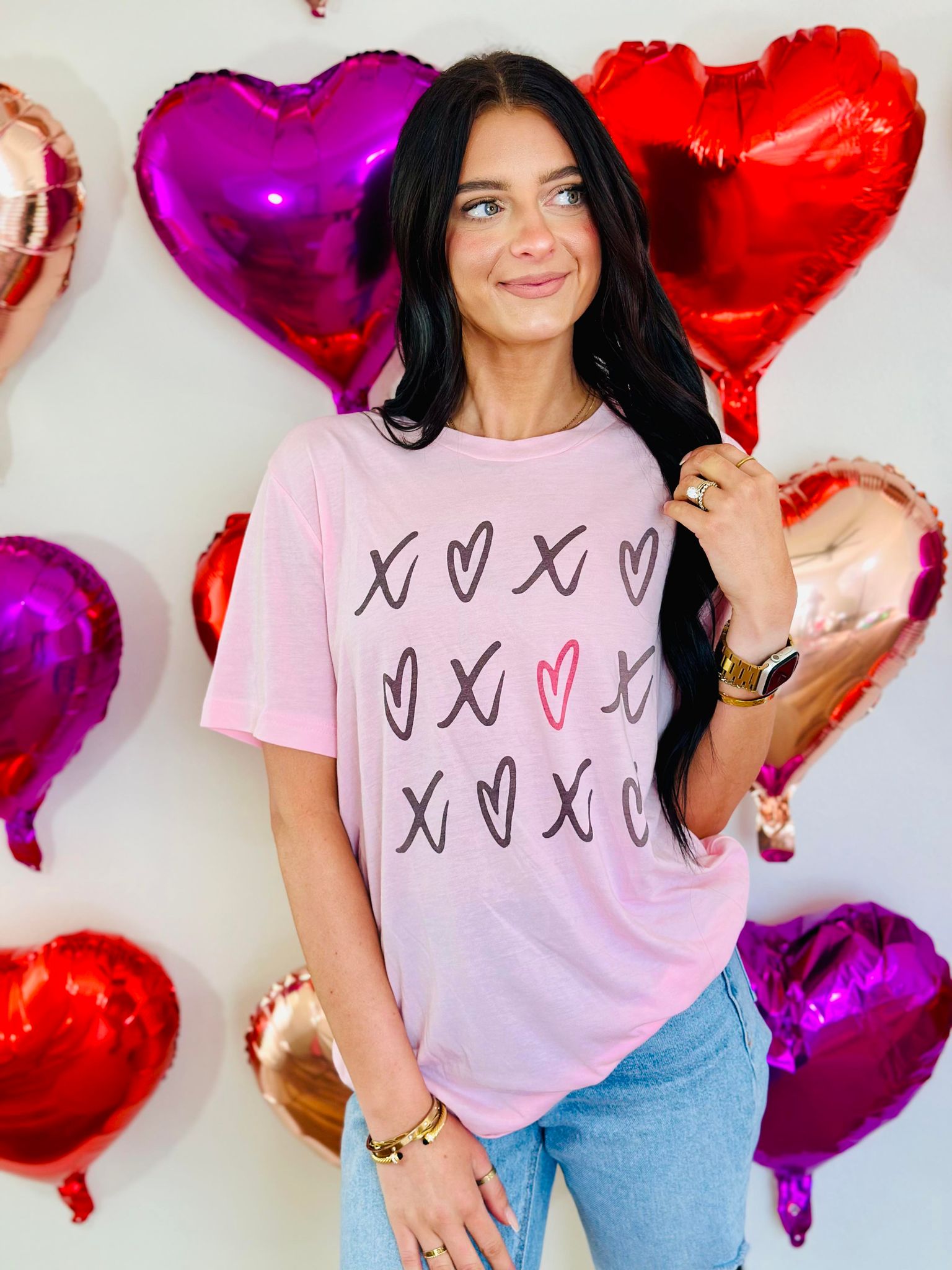 Stacked XOXO Pink Graphic Tee