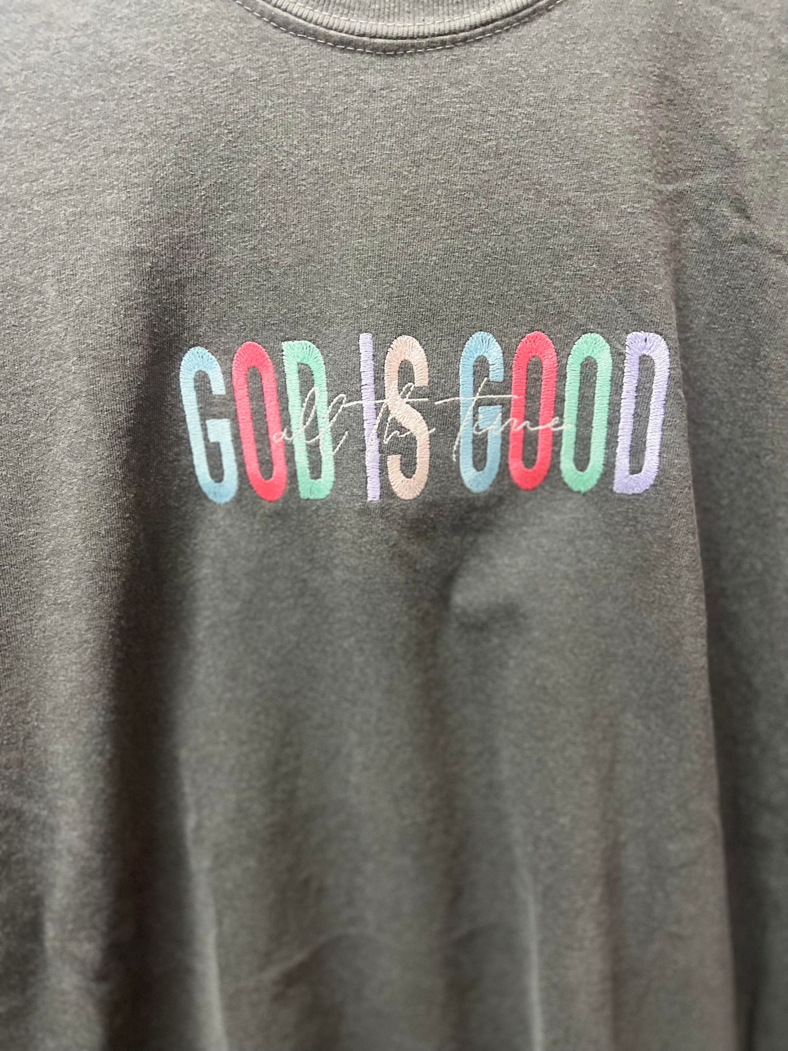 God Is Good Pepper Embroidery Tee