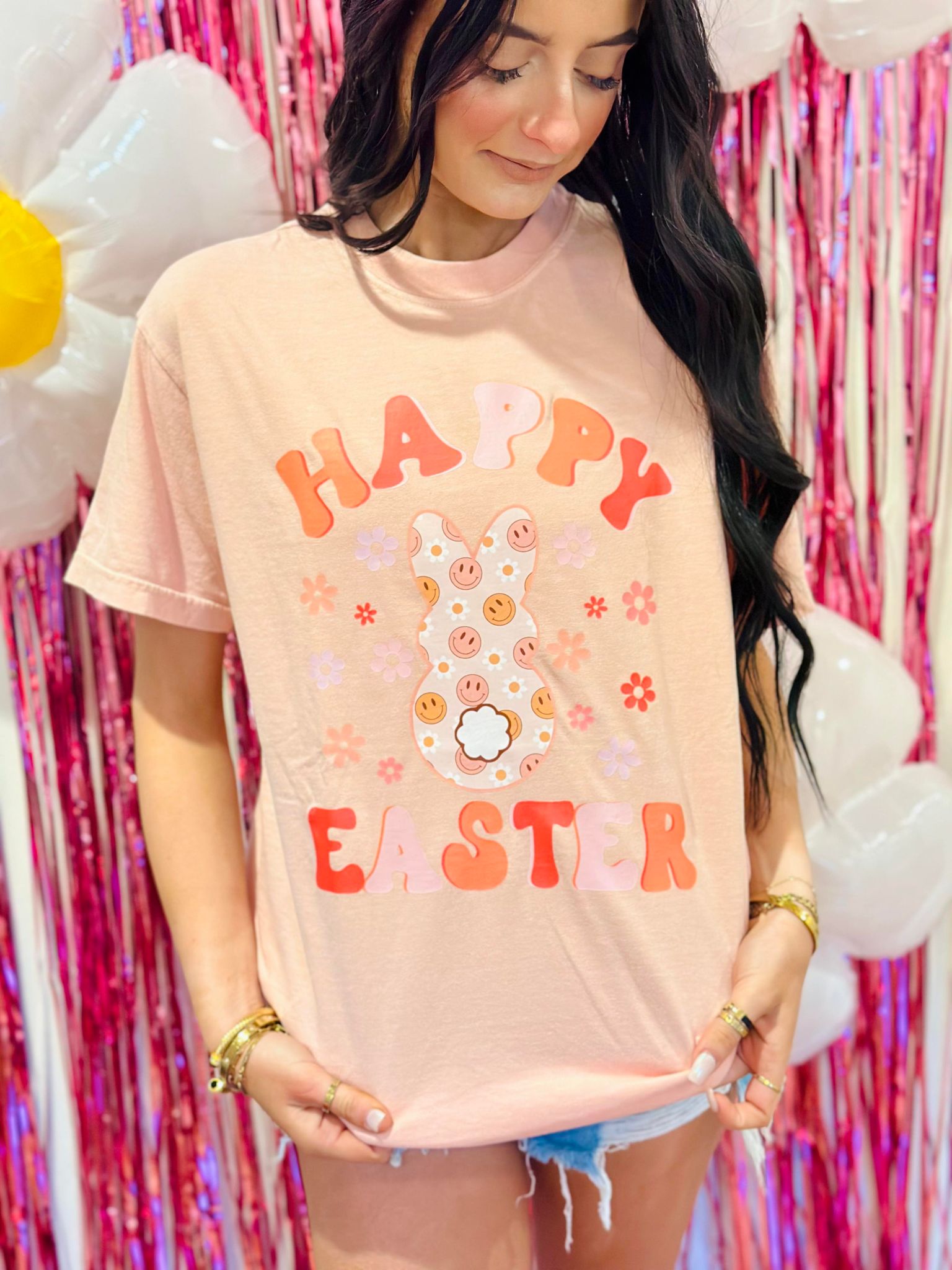 Happy Easter Peach Graphic Tee