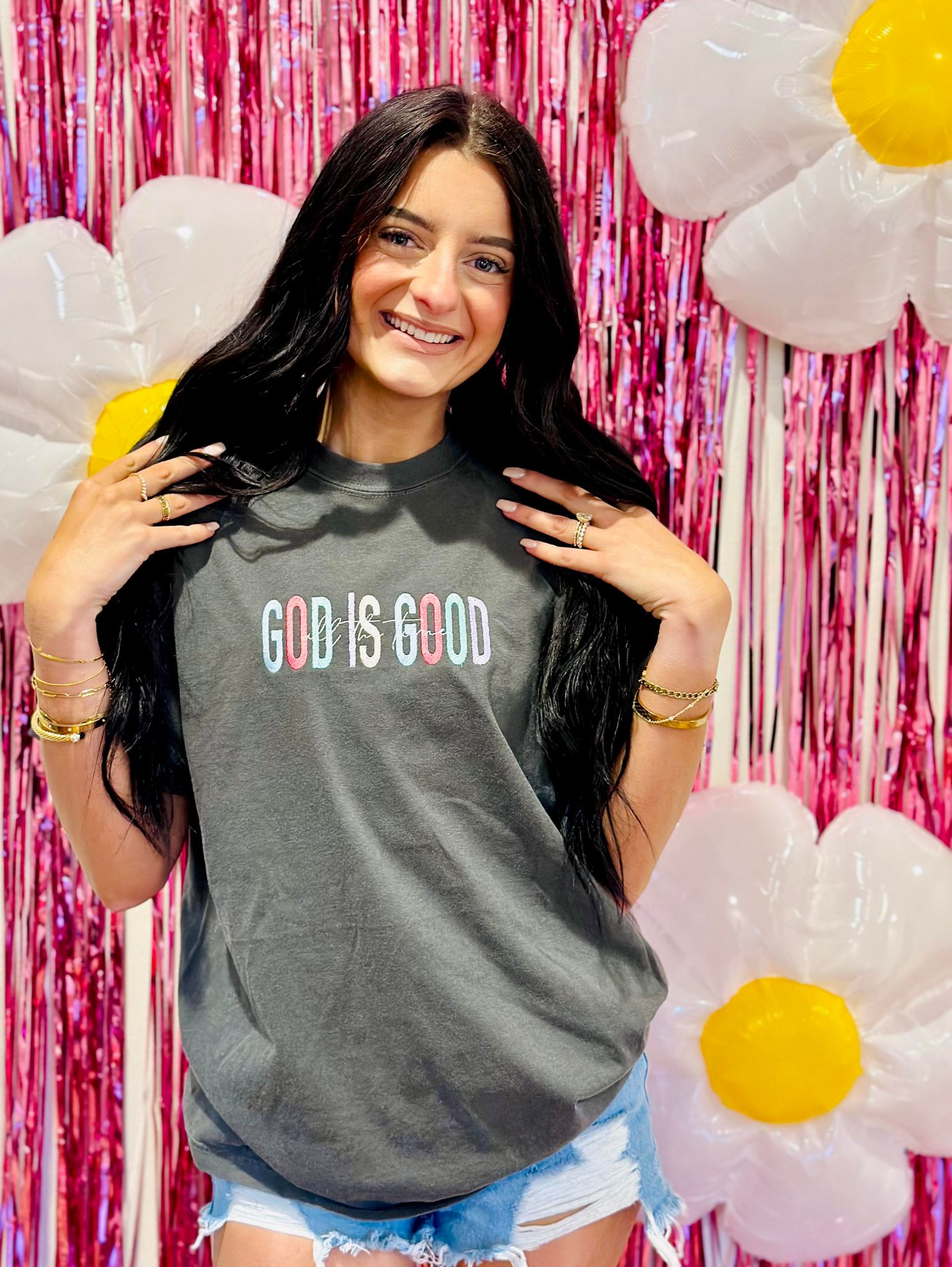 God Is Good Pepper Embroidery Tee