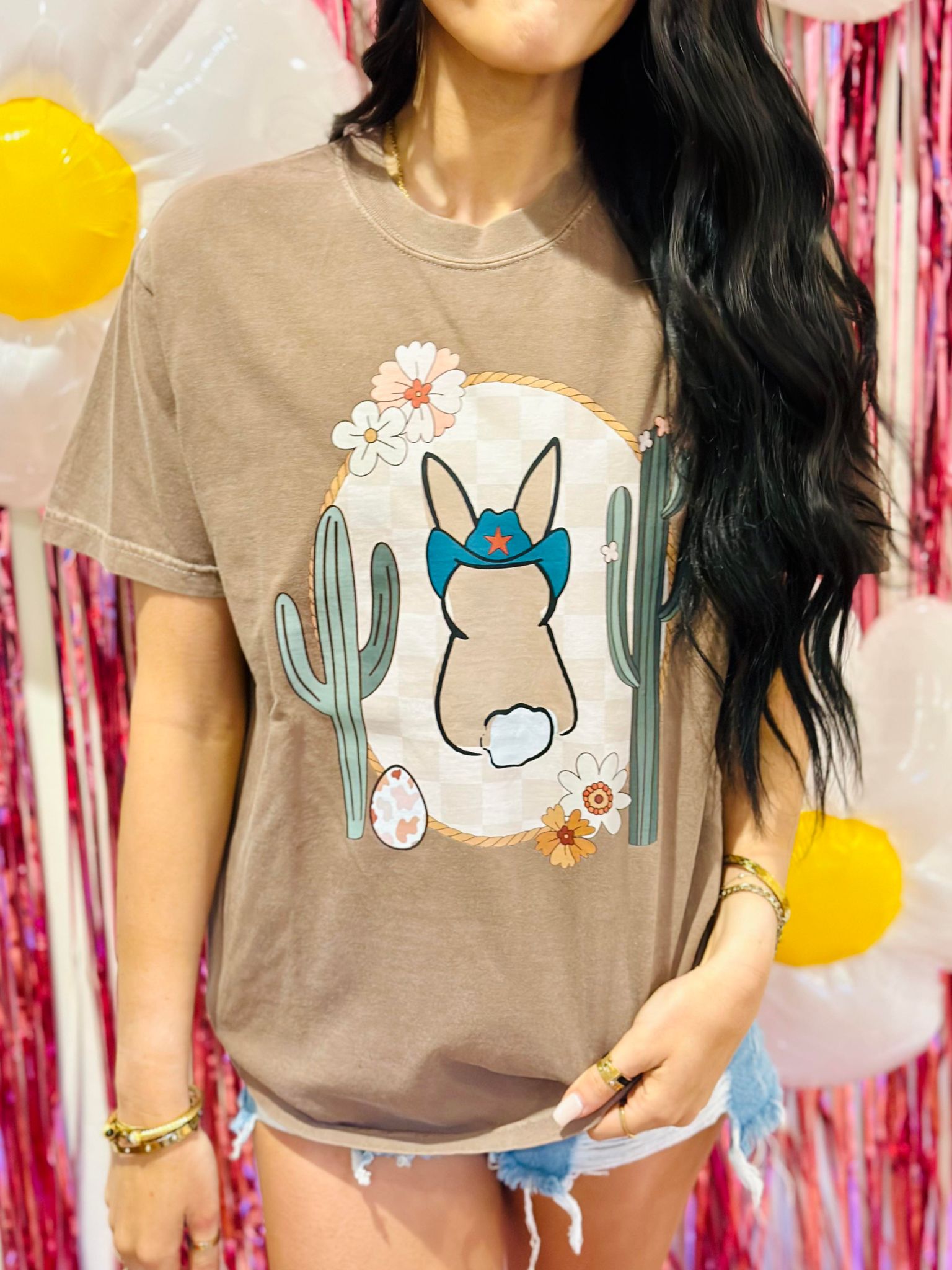 Western Bunny Brown Graphic Tee