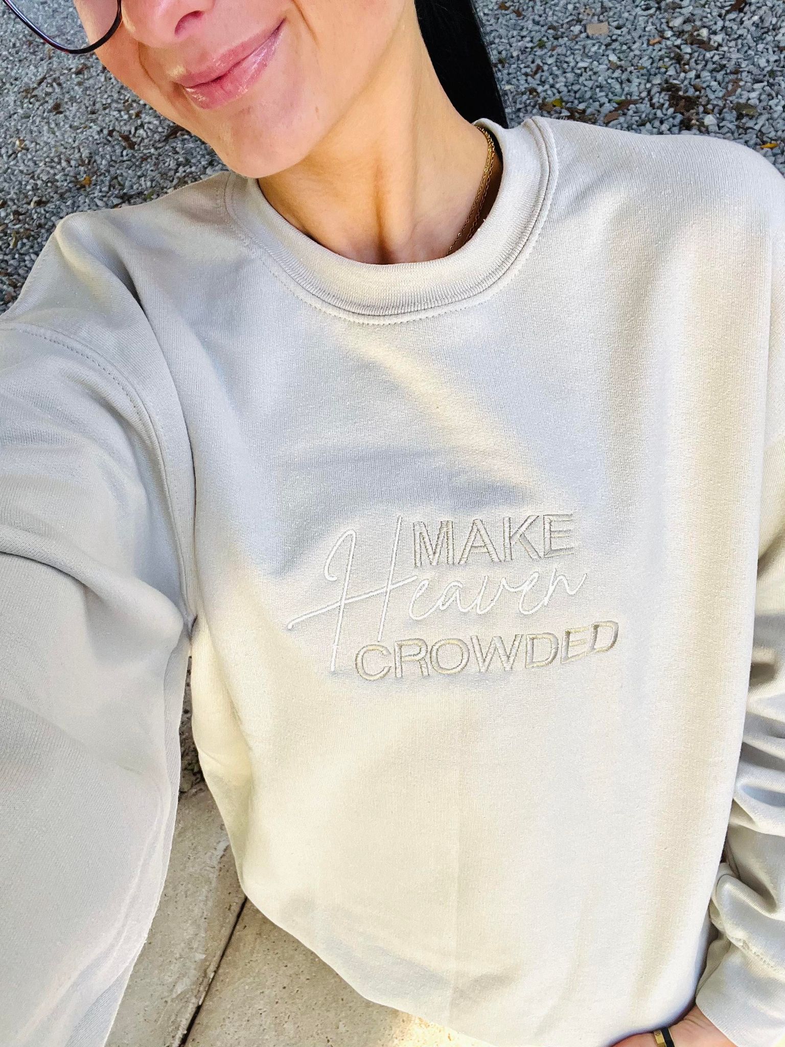 Make Heaven Crowded Tan Sweatshirt