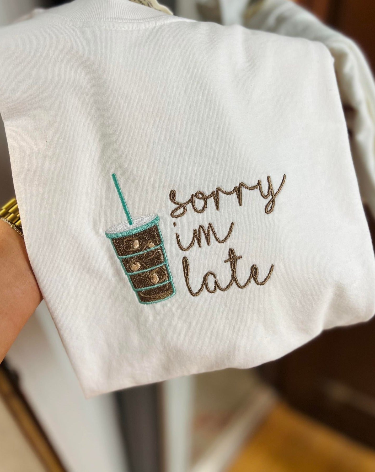 Sorry I'm Late Embroidered Sweatshirt