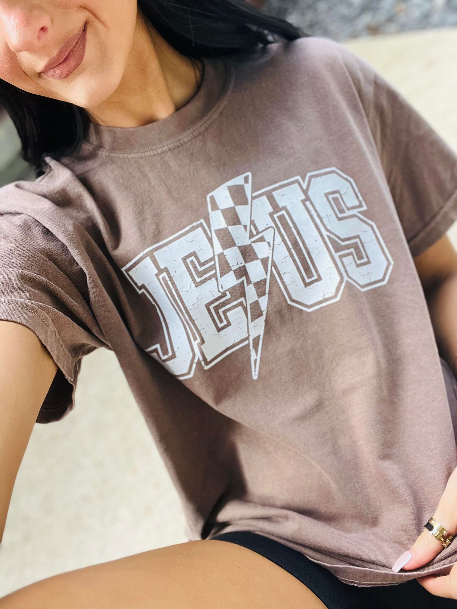 JESUS Bolt Brown Graphic Tee