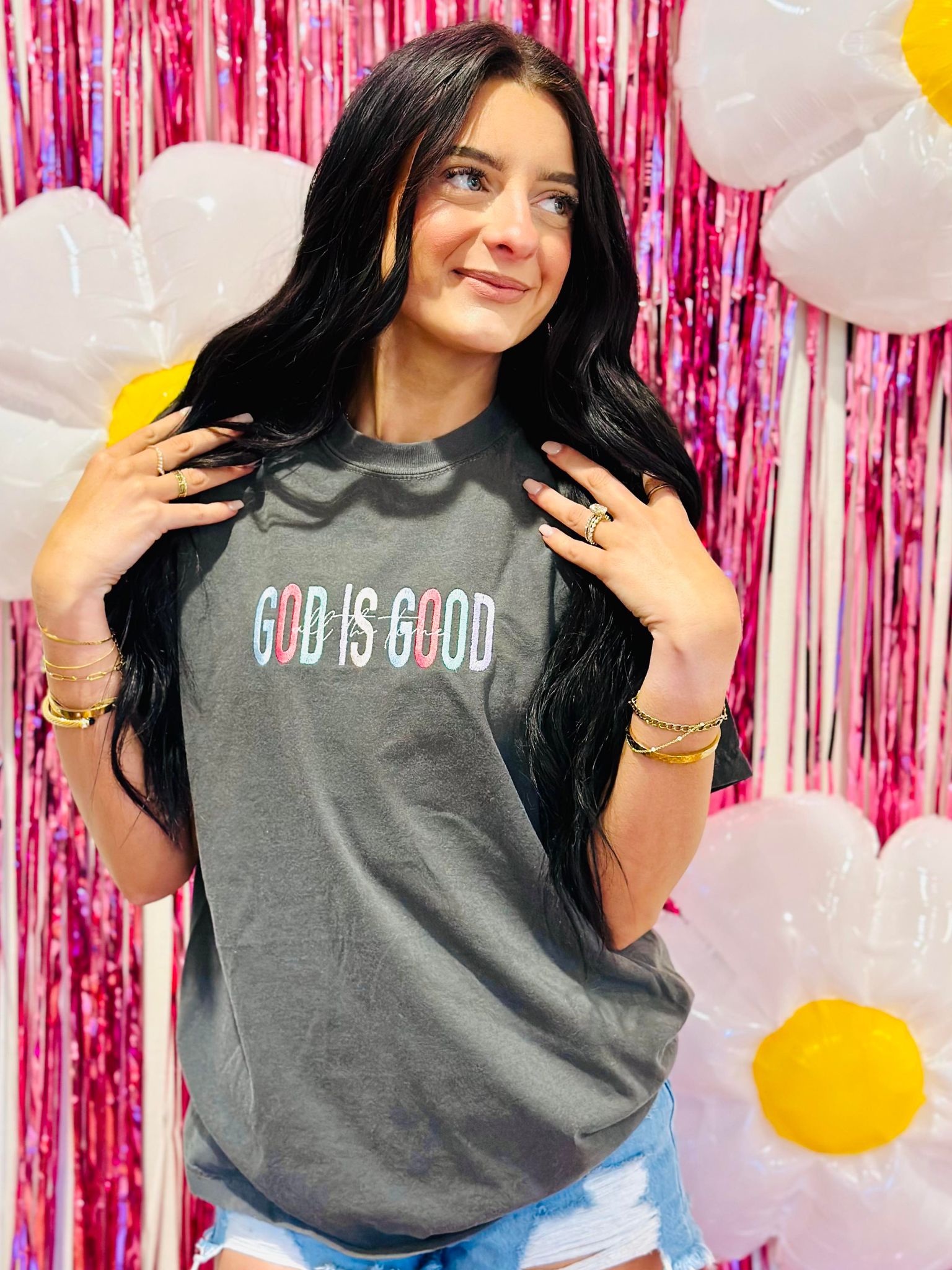 God Is Good Pepper Embroidery Tee