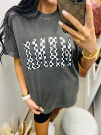 Custom Floral Stripe Mom Tee
