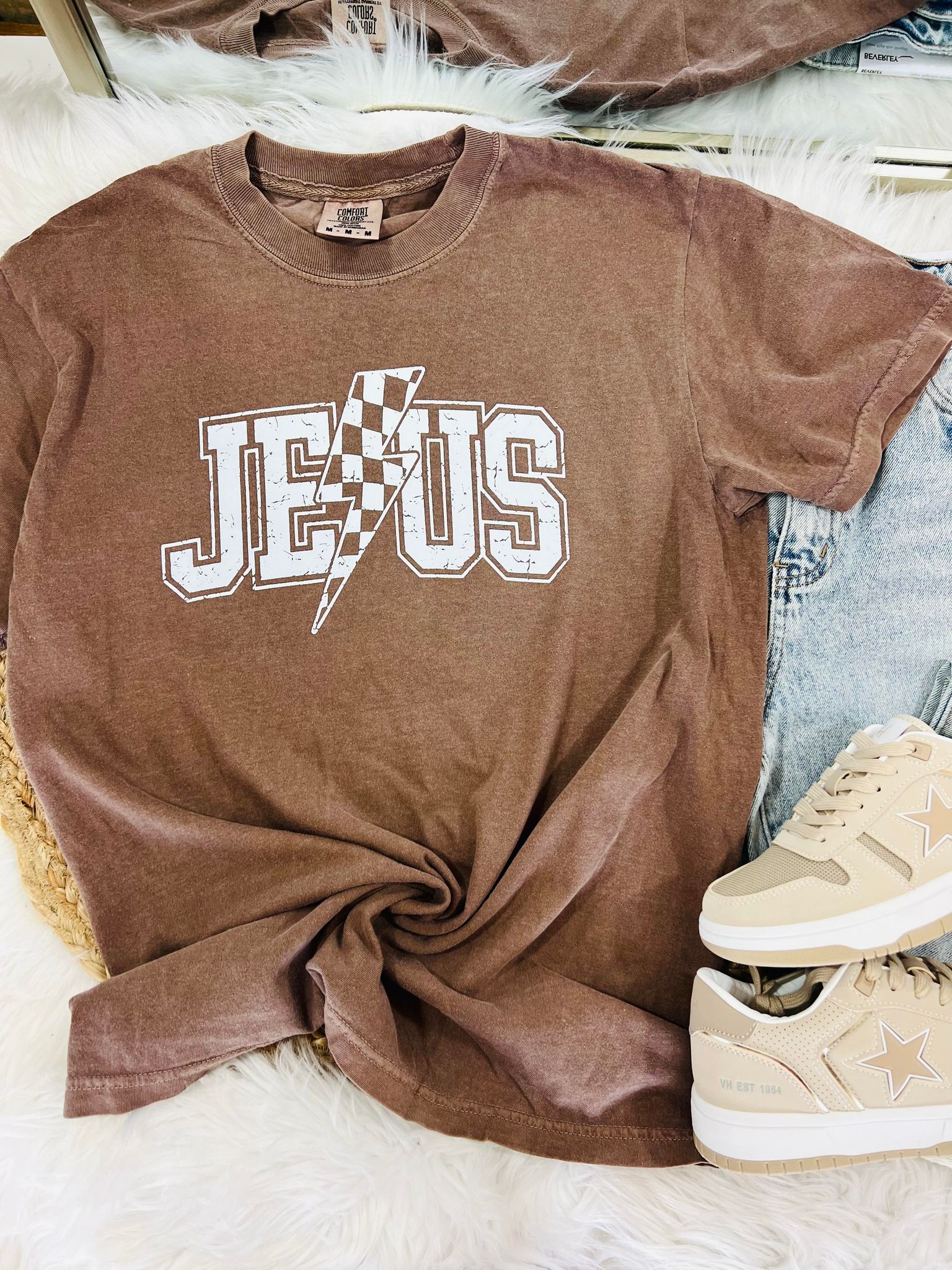 JESUS Bolt Brown Graphic Tee