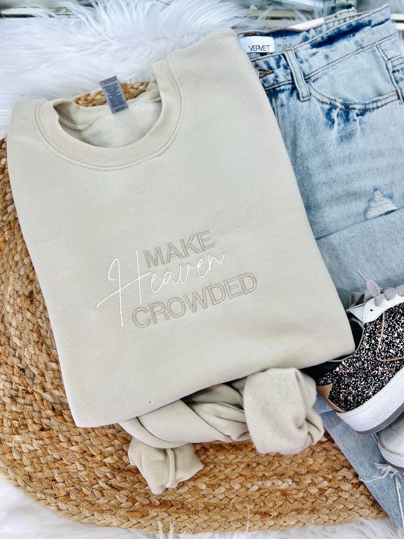 Make Heaven Crowded Tan Sweatshirt