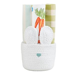 Green Carrot Basket Towel Set