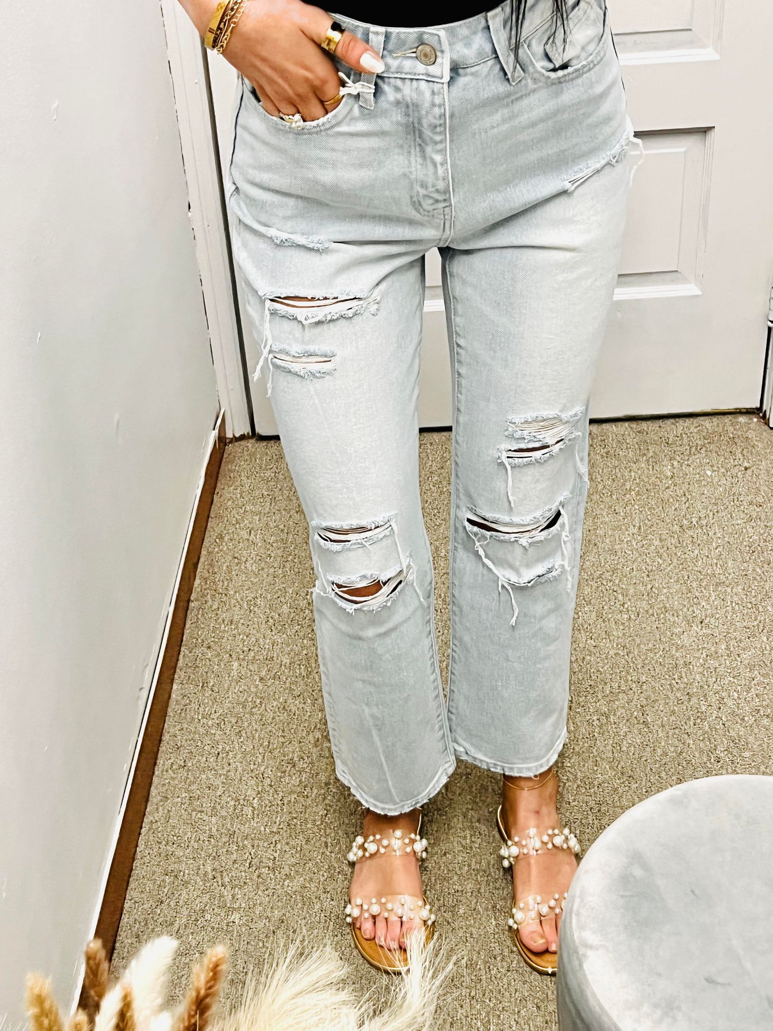 The Kaylee Distressed Straight Leg Jeans