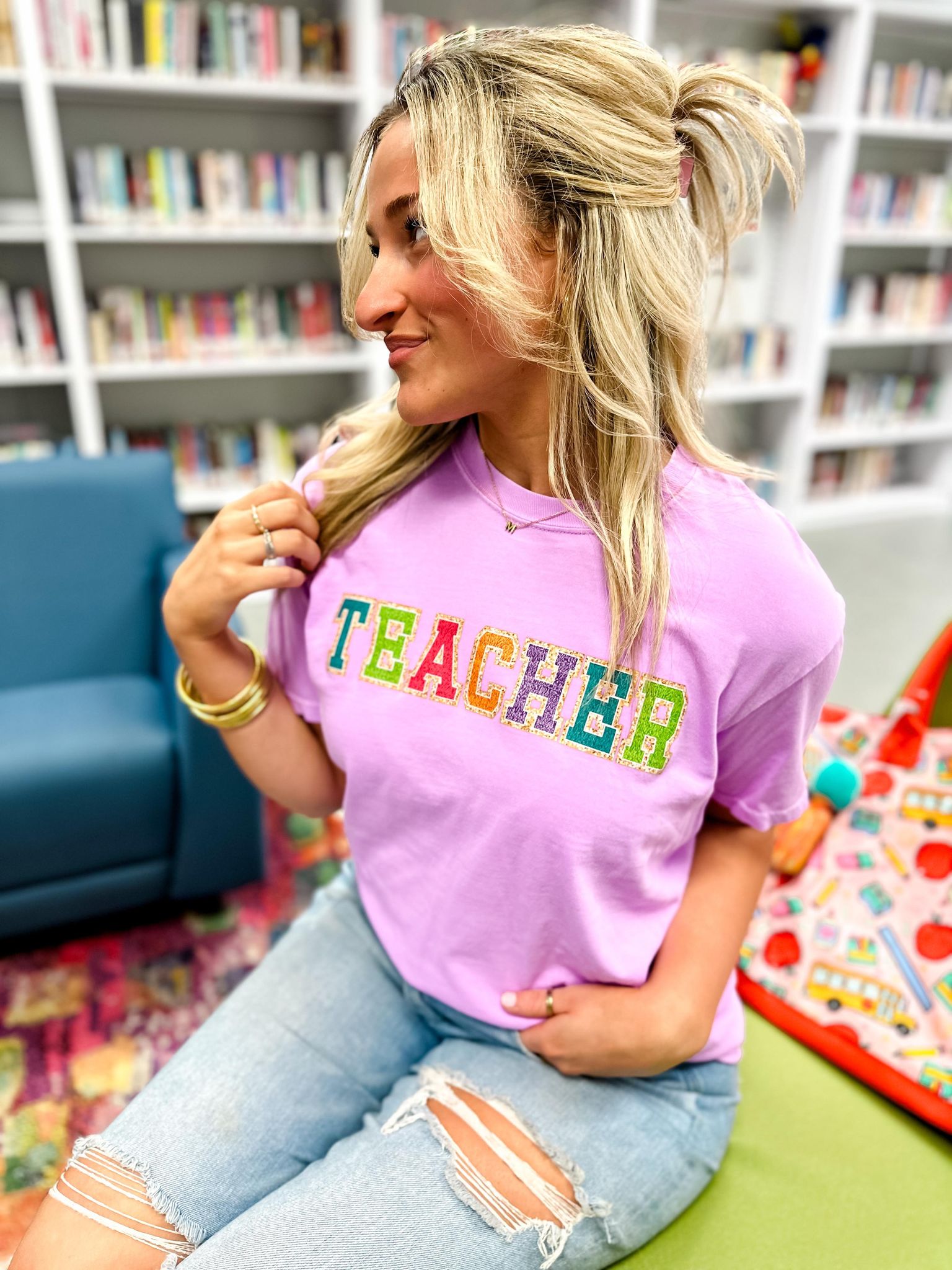 Teach T-Shirt For Women - Teacher Graphic Tee With 'Teach Inspire' Print, Soft & Stretchy, Perfect Gift For Educators