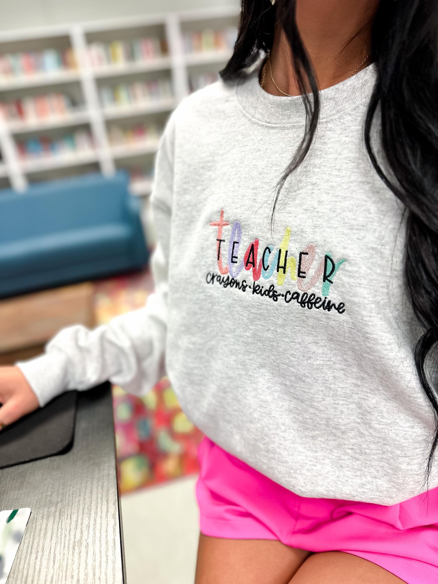 Teacher Embroidered Sweatshirt