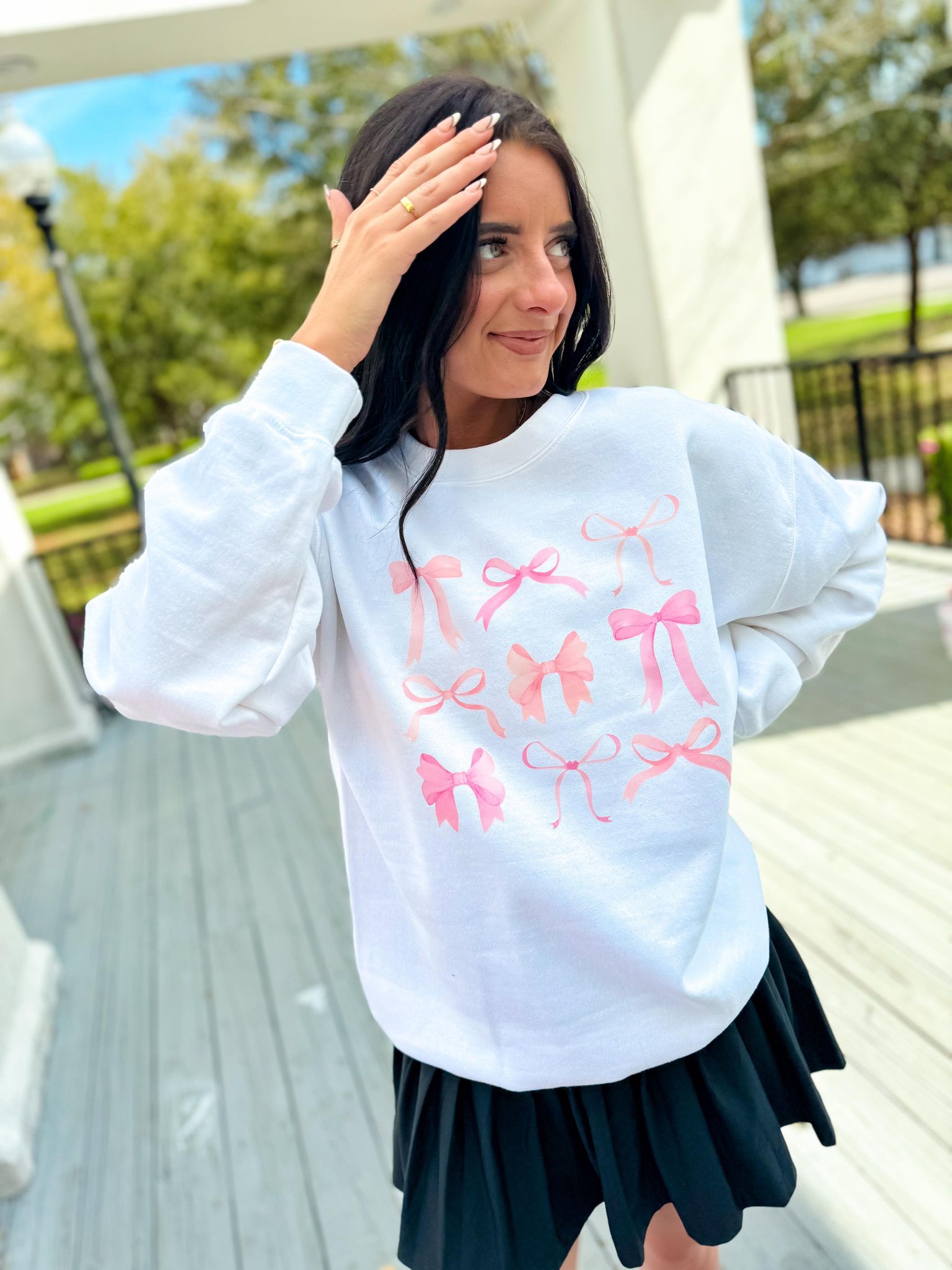 Ribbon Stack White Sweatshirt