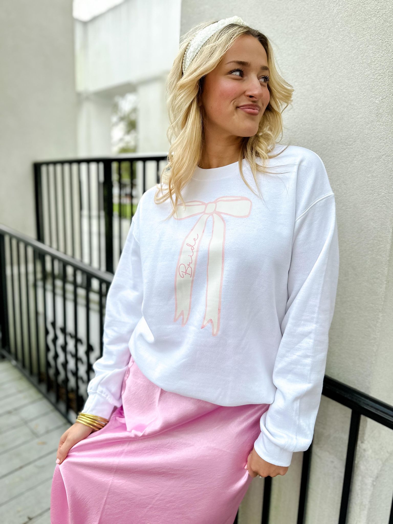 Bride Bow White Sweatshirt