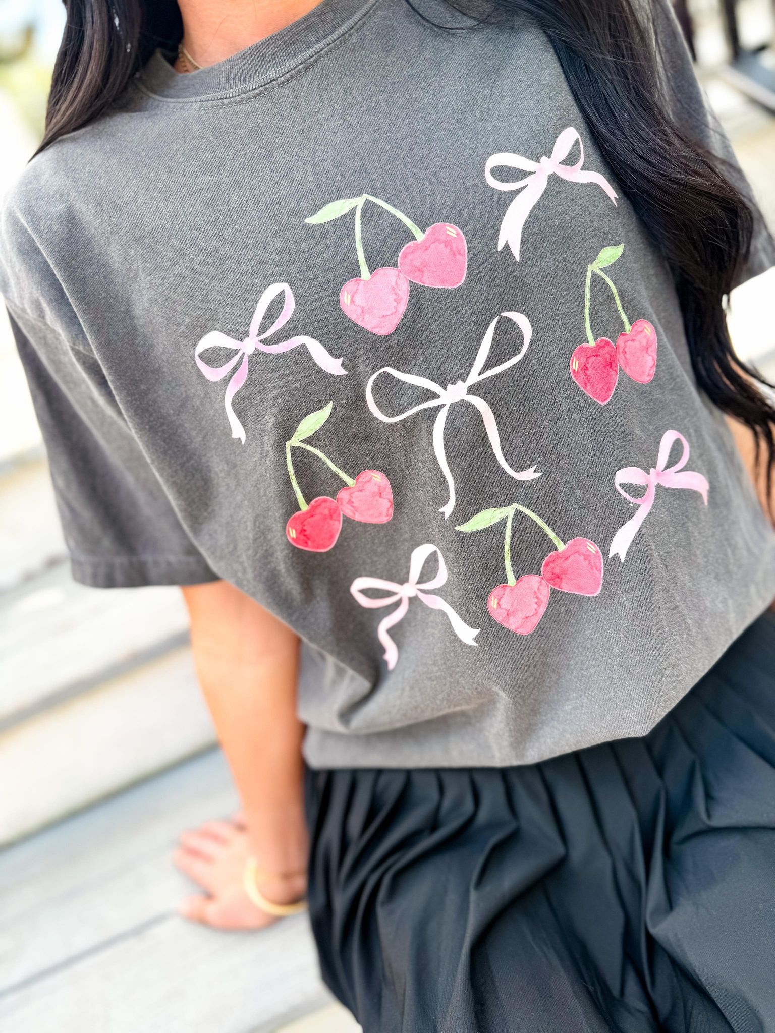 Ribbons & Cherries Pepper Graphic Tee