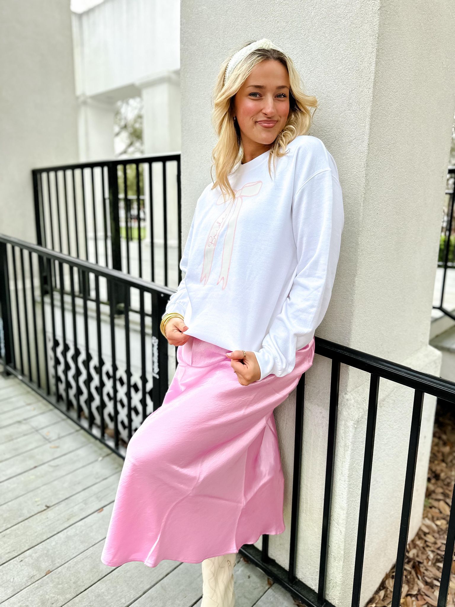 Bride Bow White Sweatshirt