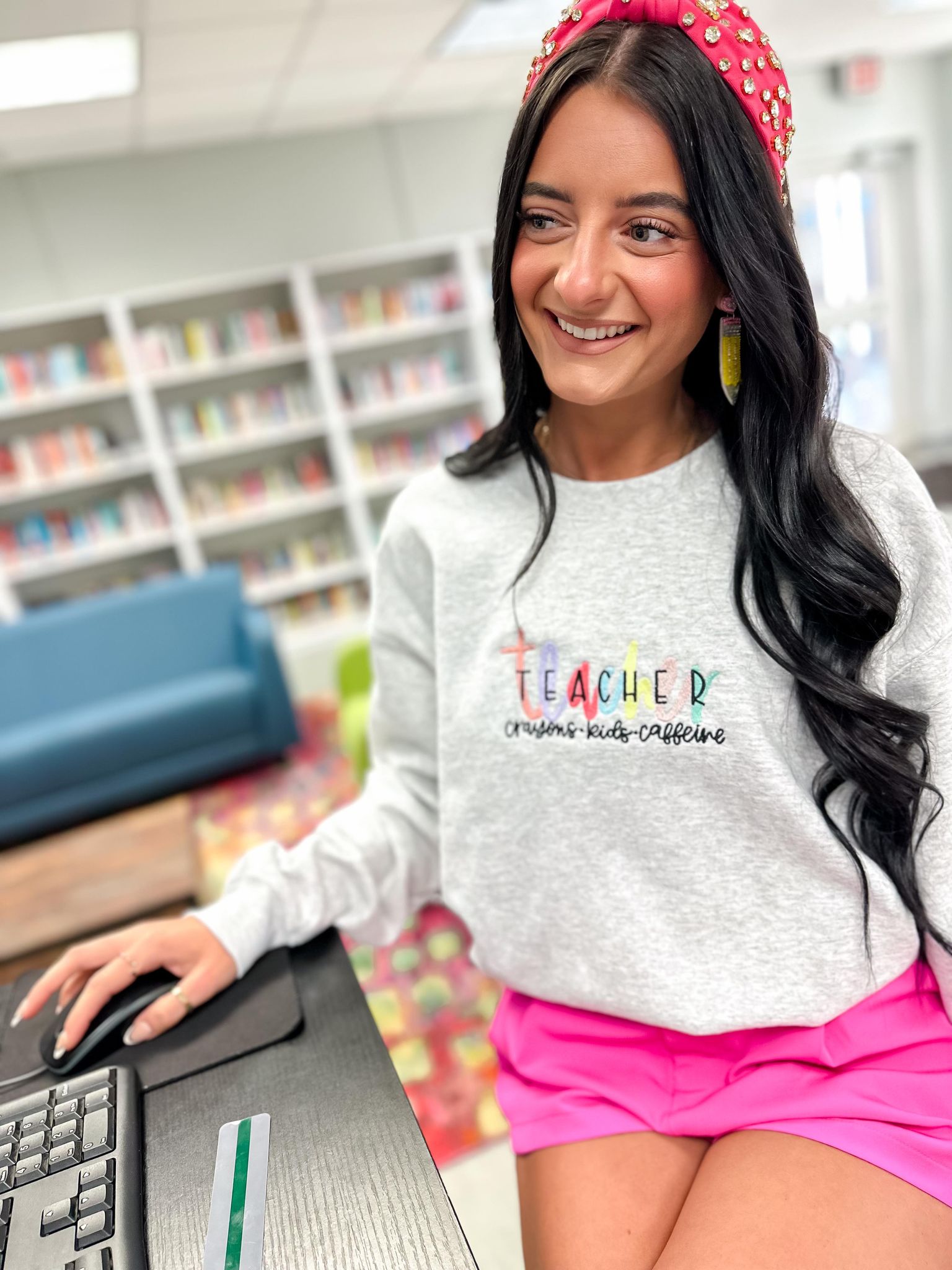 Teacher Embroidered Sweatshirt