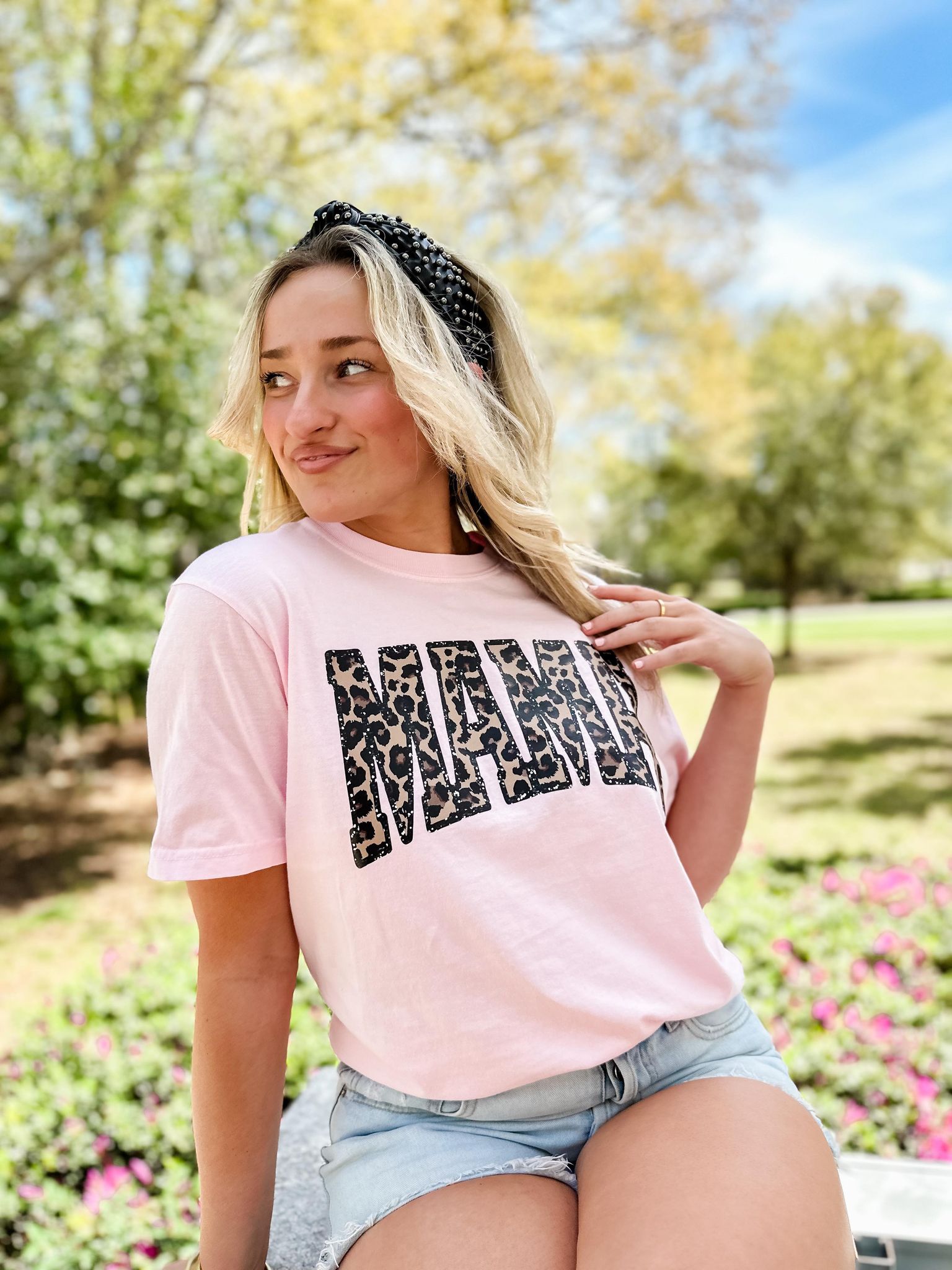 MAMA Leopard Pink Graphic Tee