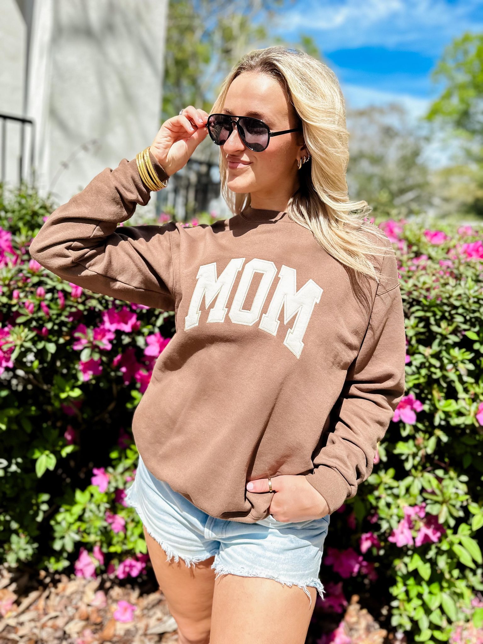 MOM Brown Embroidered Sweatshirt