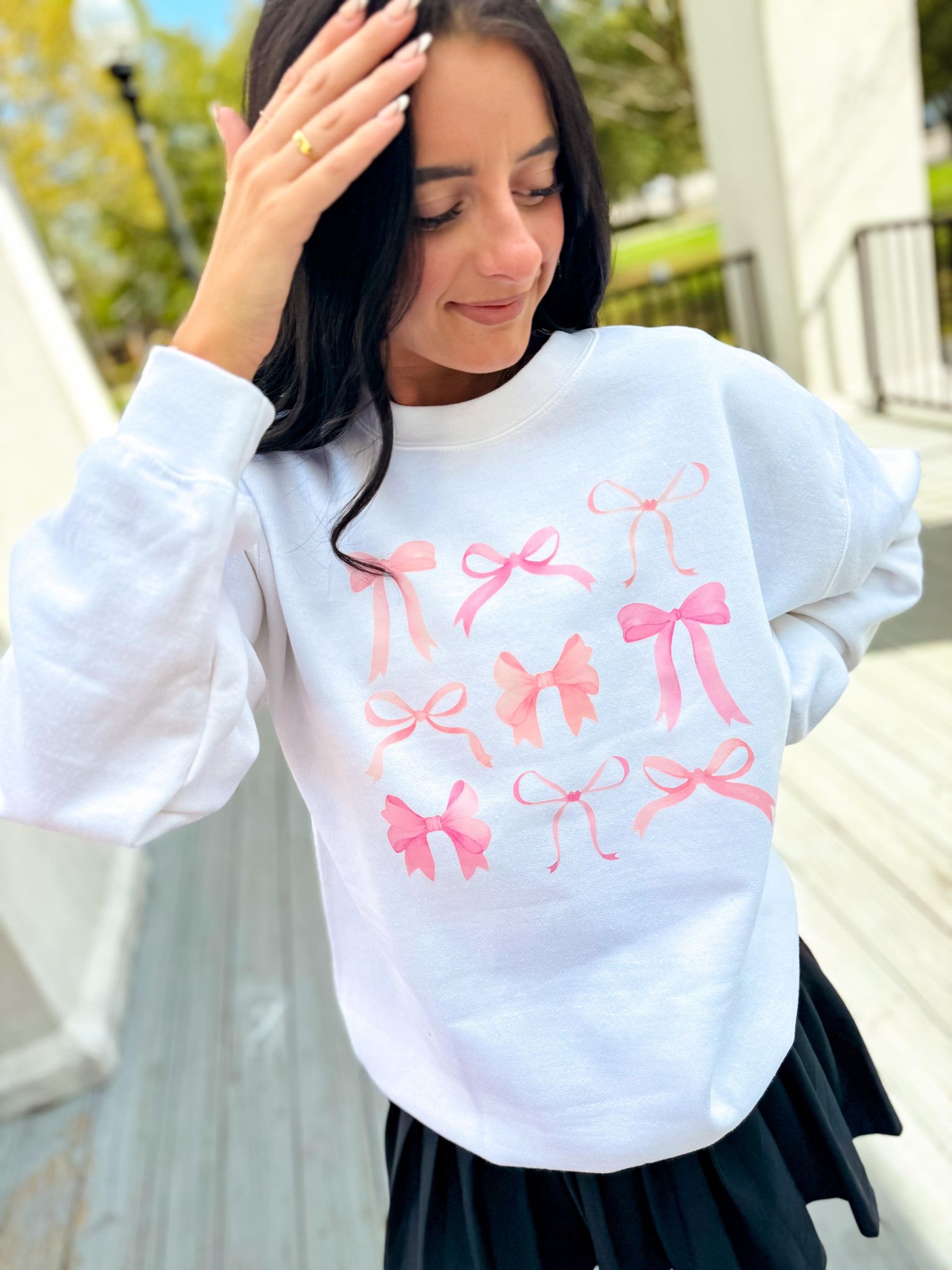 Ribbon Stack White Sweatshirt