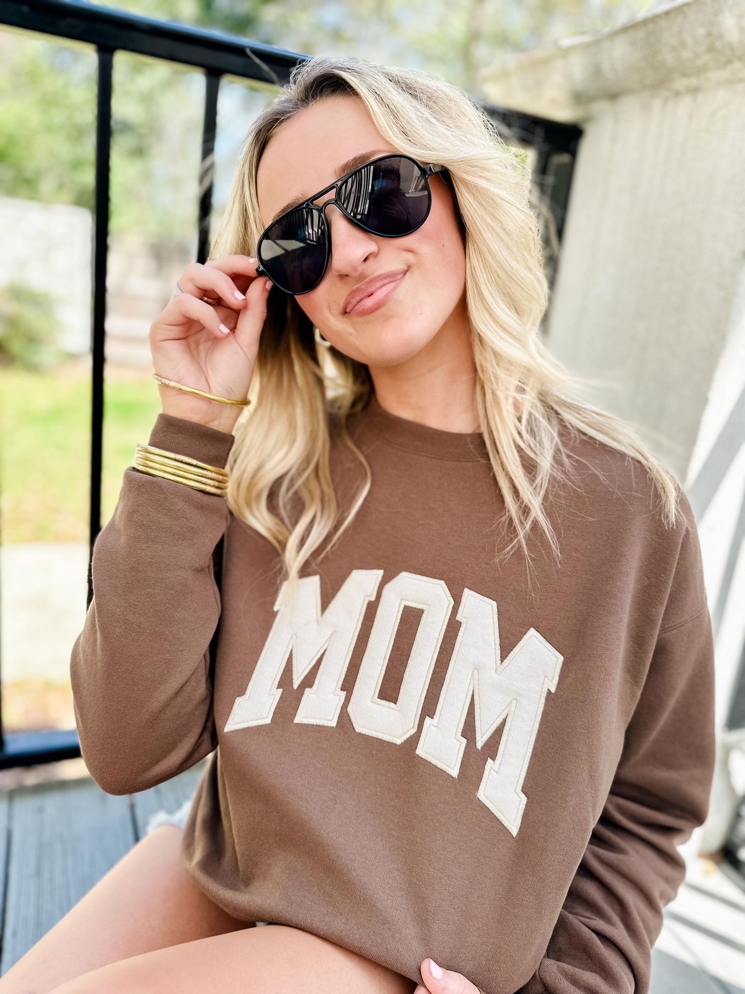 MOM Brown Embroidered Sweatshirt