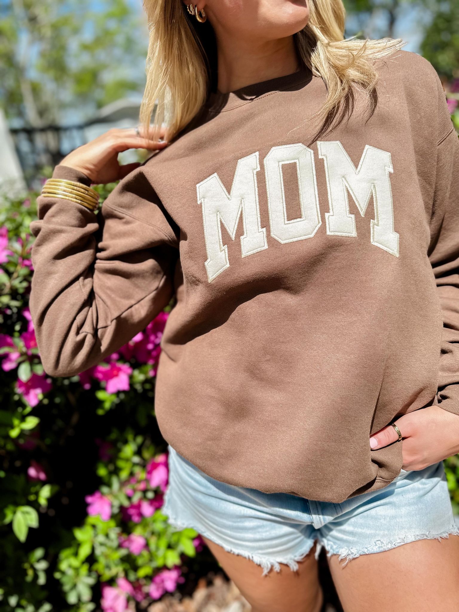 MOM Brown Embroidered Sweatshirt