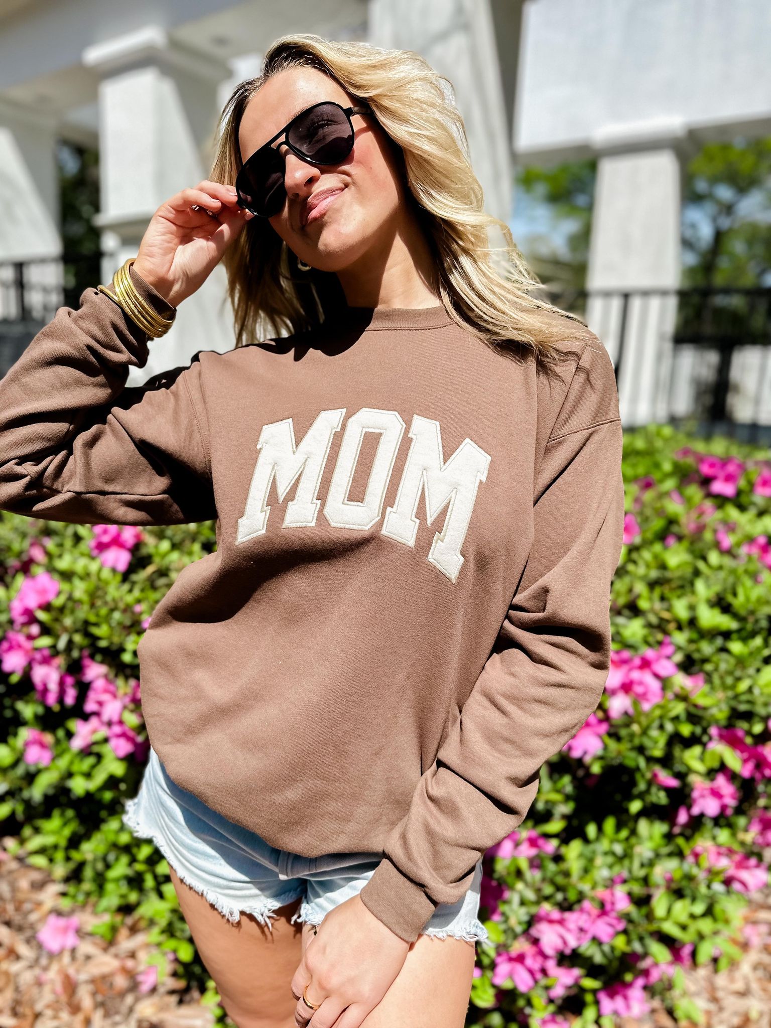 MOM Brown Embroidered Sweatshirt