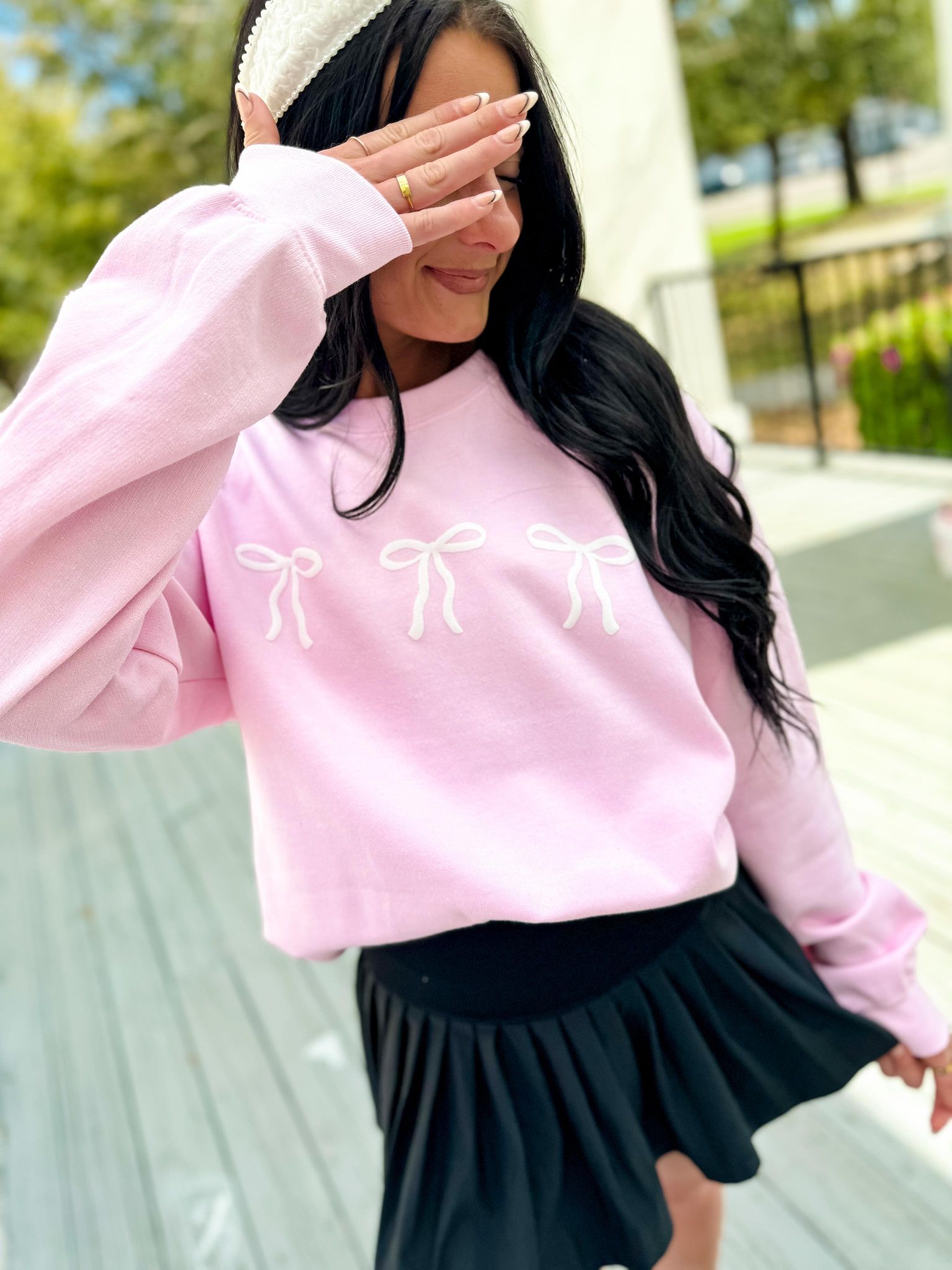 Triple Bow Pink Sweatshirt