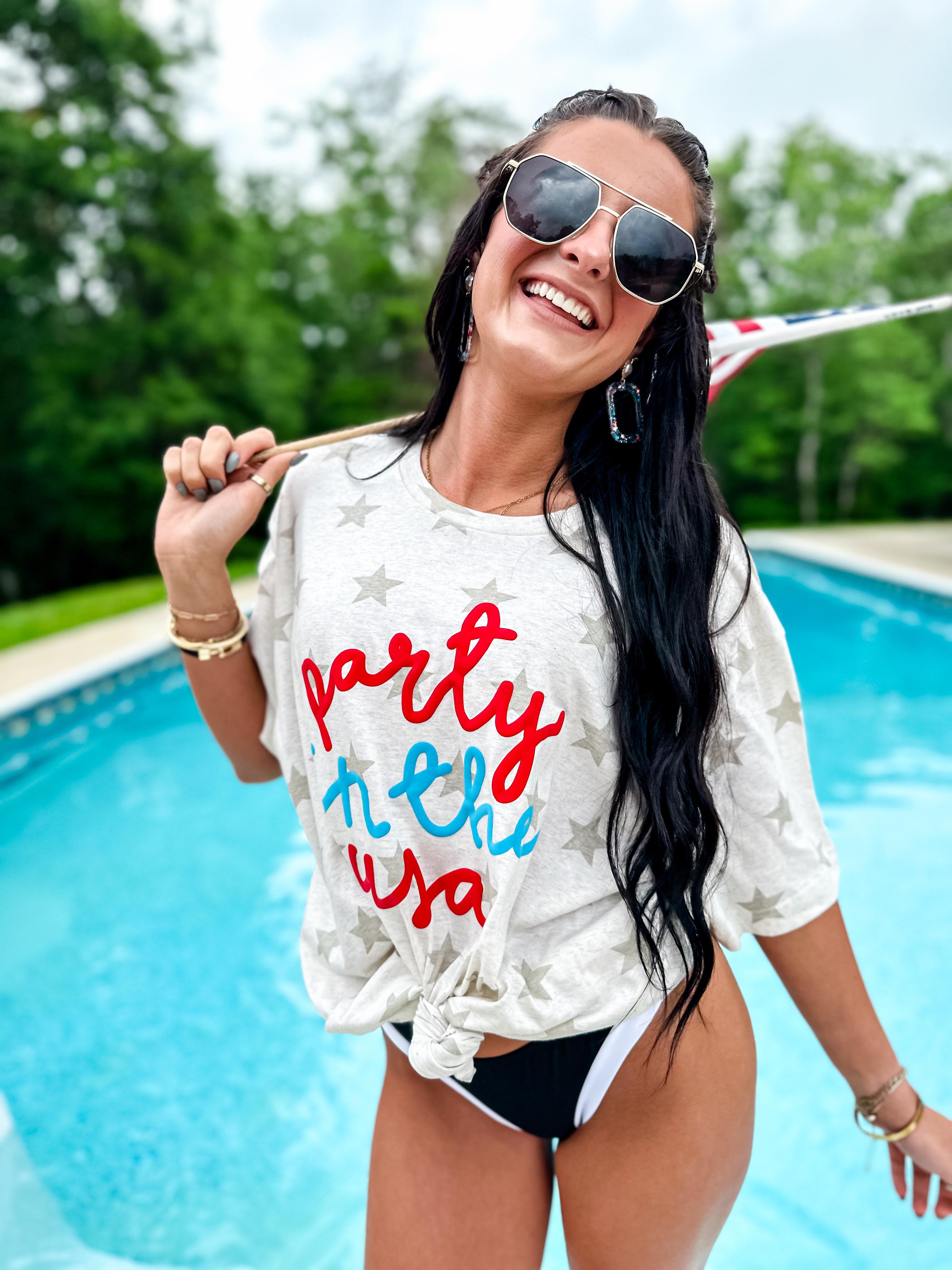 Party In The Usa Cream Star Graphic Tee