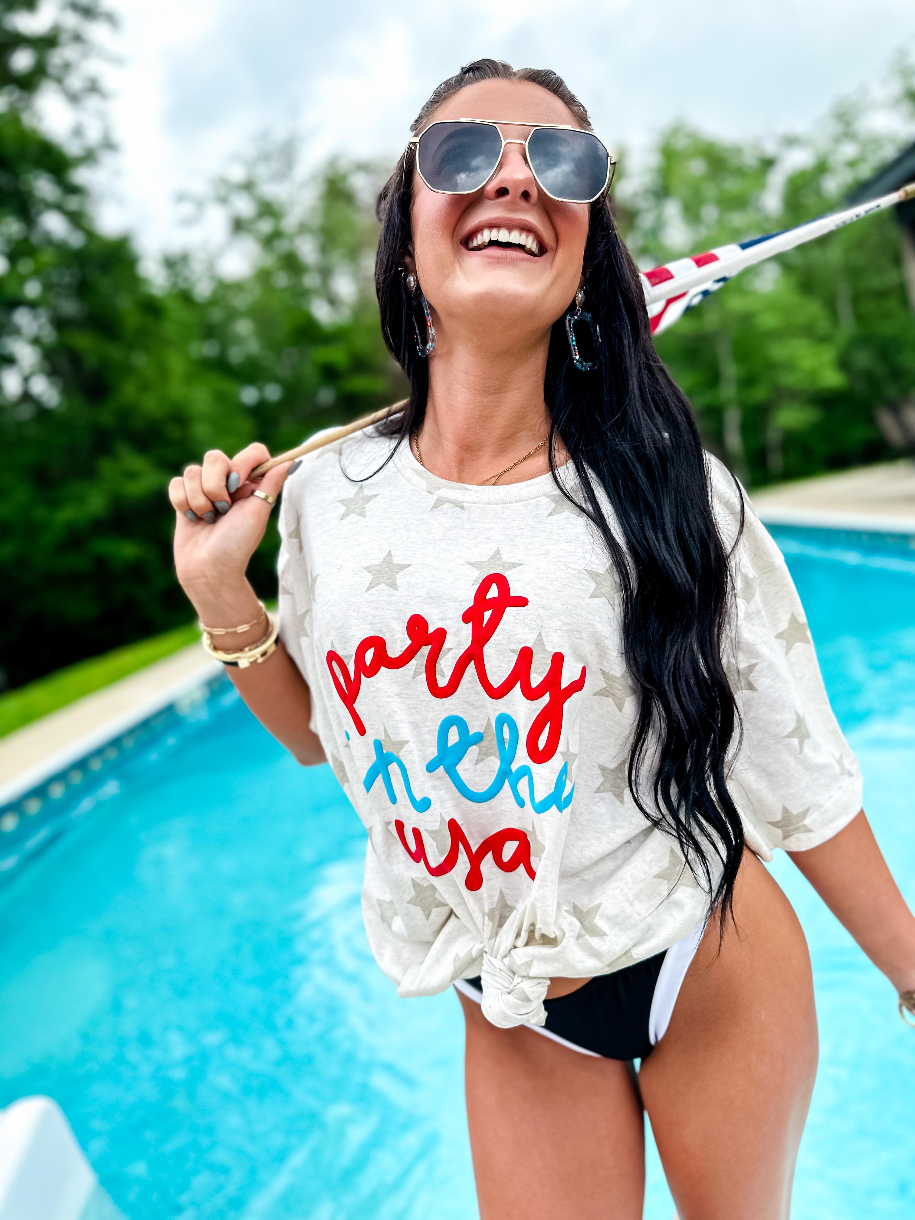 Party In The Usa Cream Star Graphic Tee