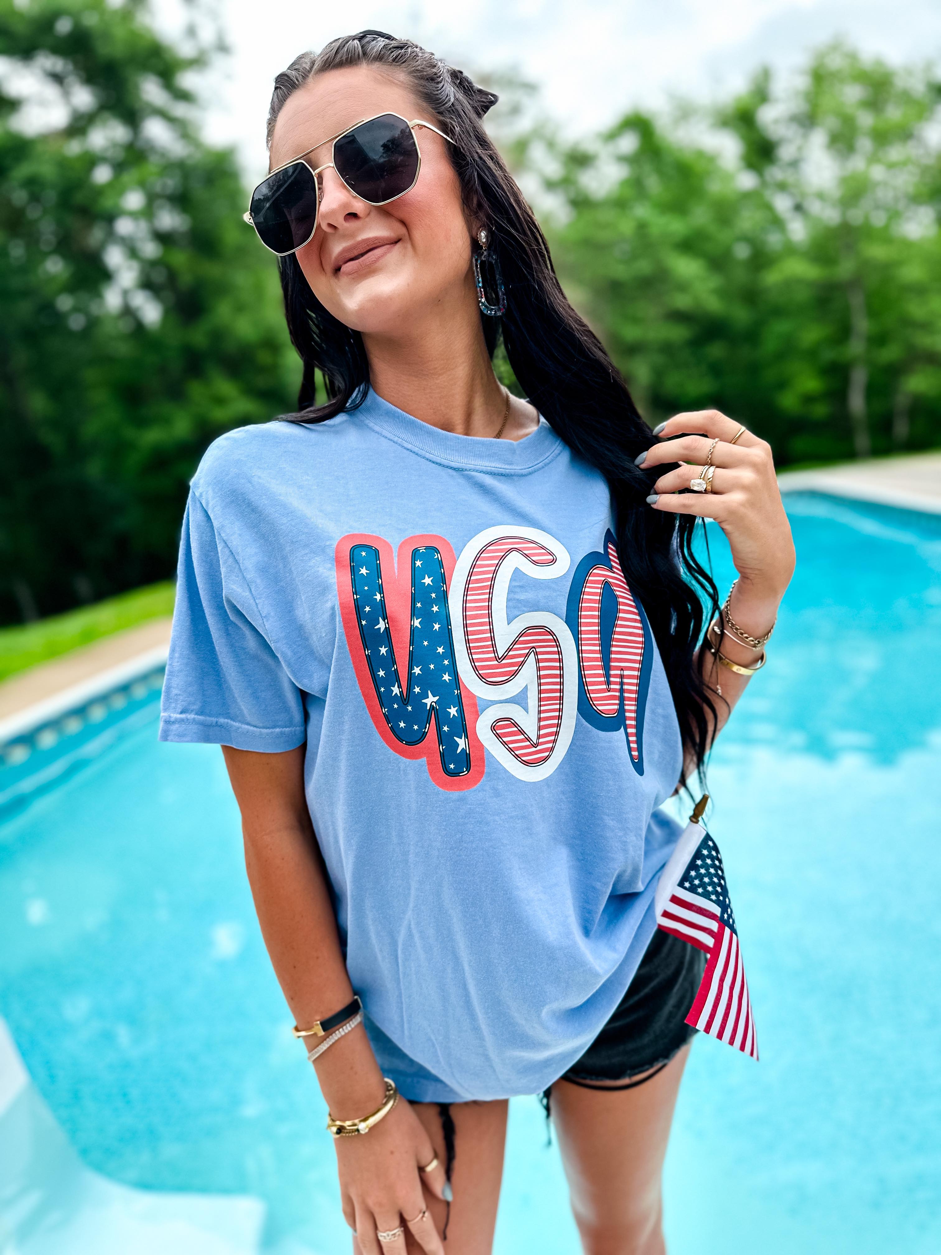 USA Stars And Stripes DTF Graphic Tee