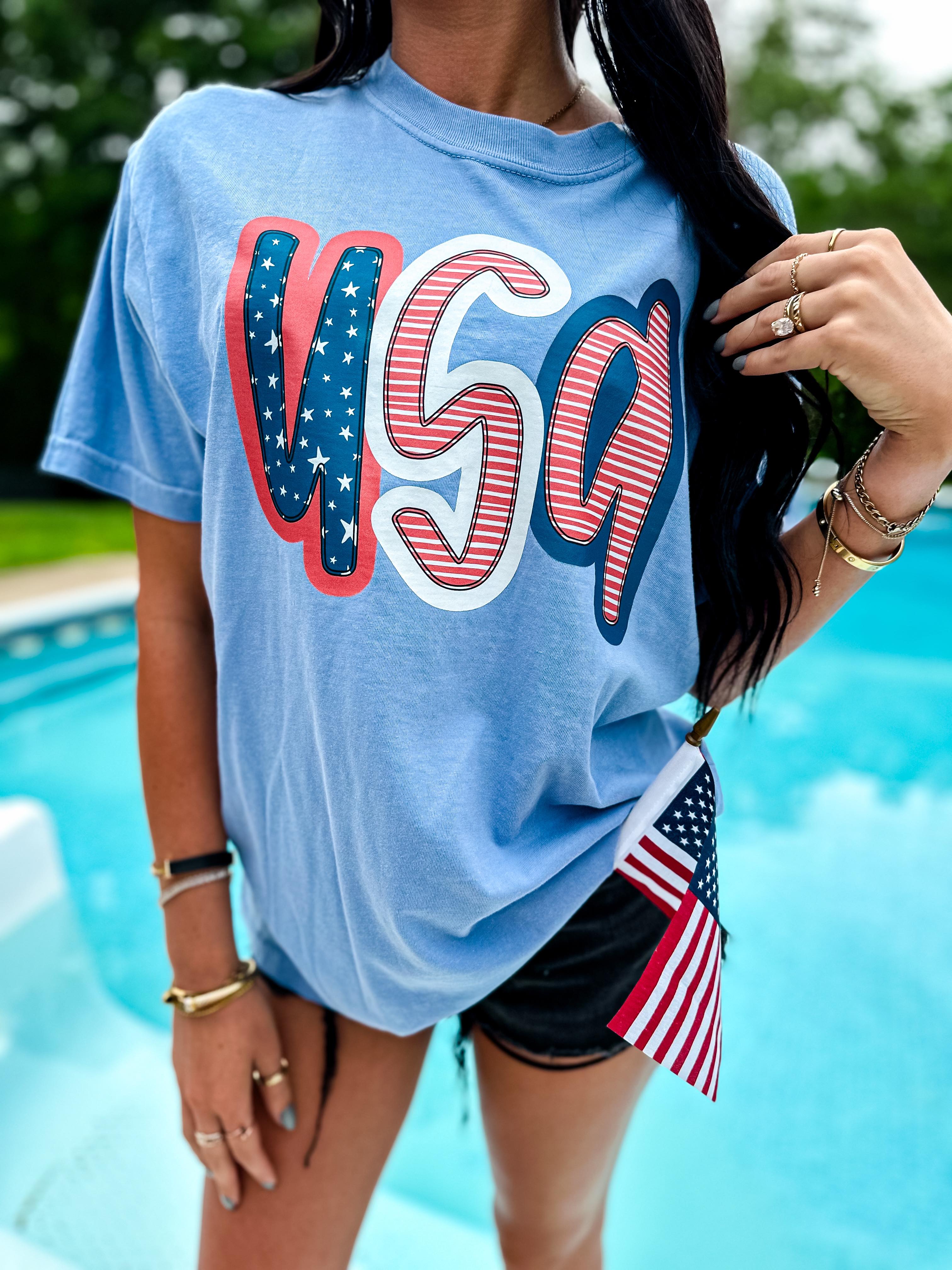 USA Stars And Stripes DTF Graphic Tee