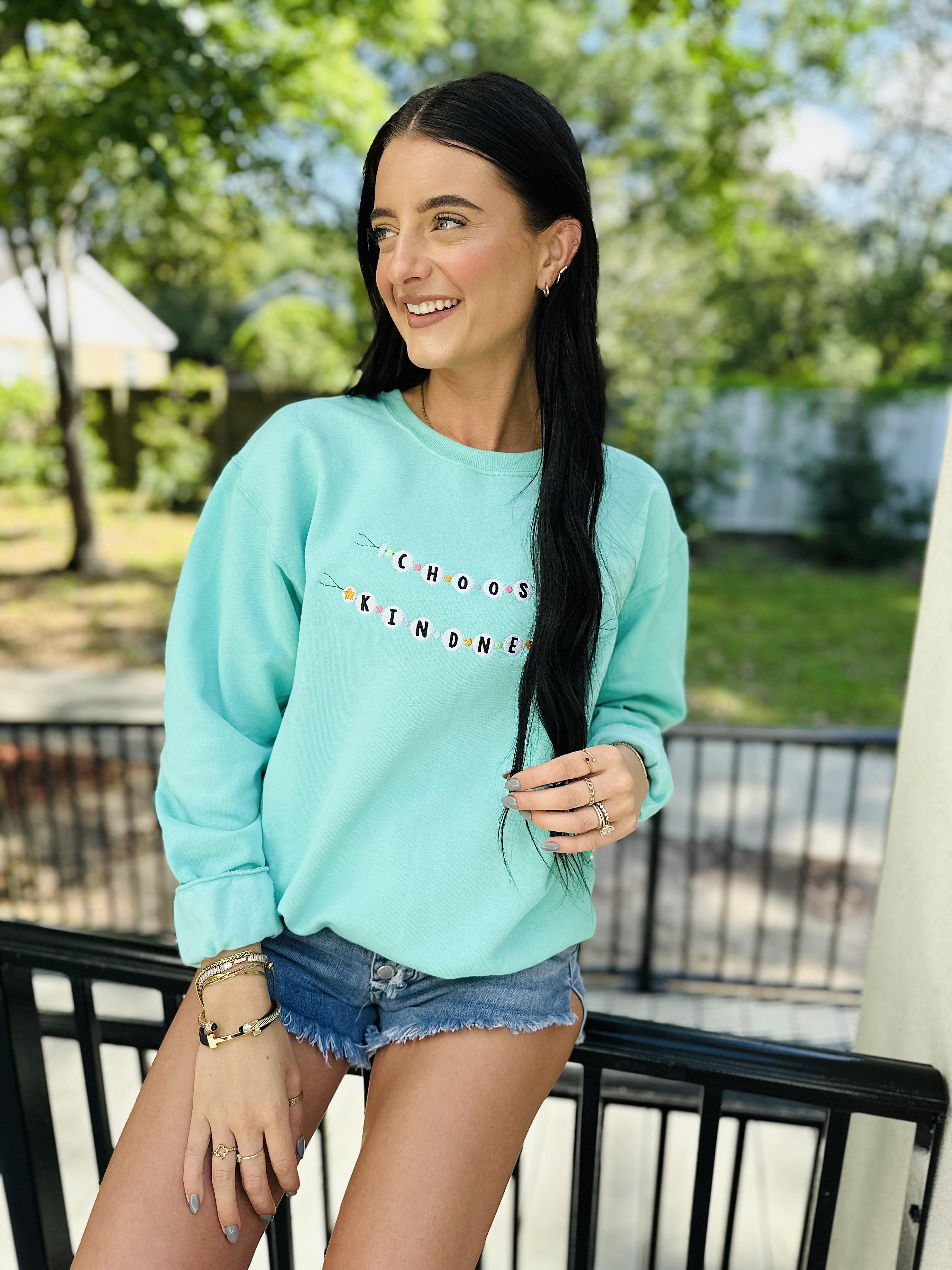 Choose Kindness Beaded Embroidered Sweatshirt