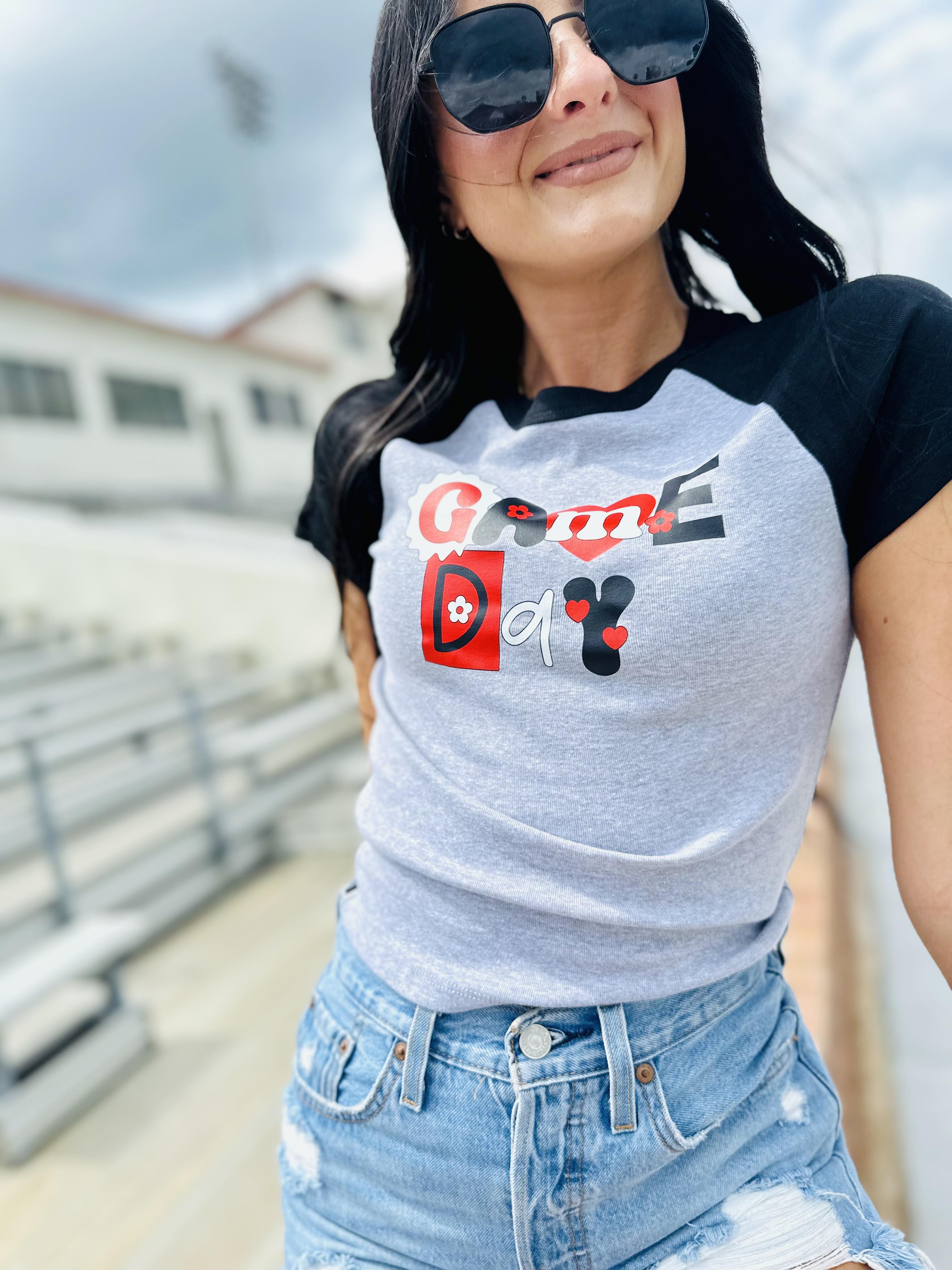 Black And Grey Game Day Crop Top