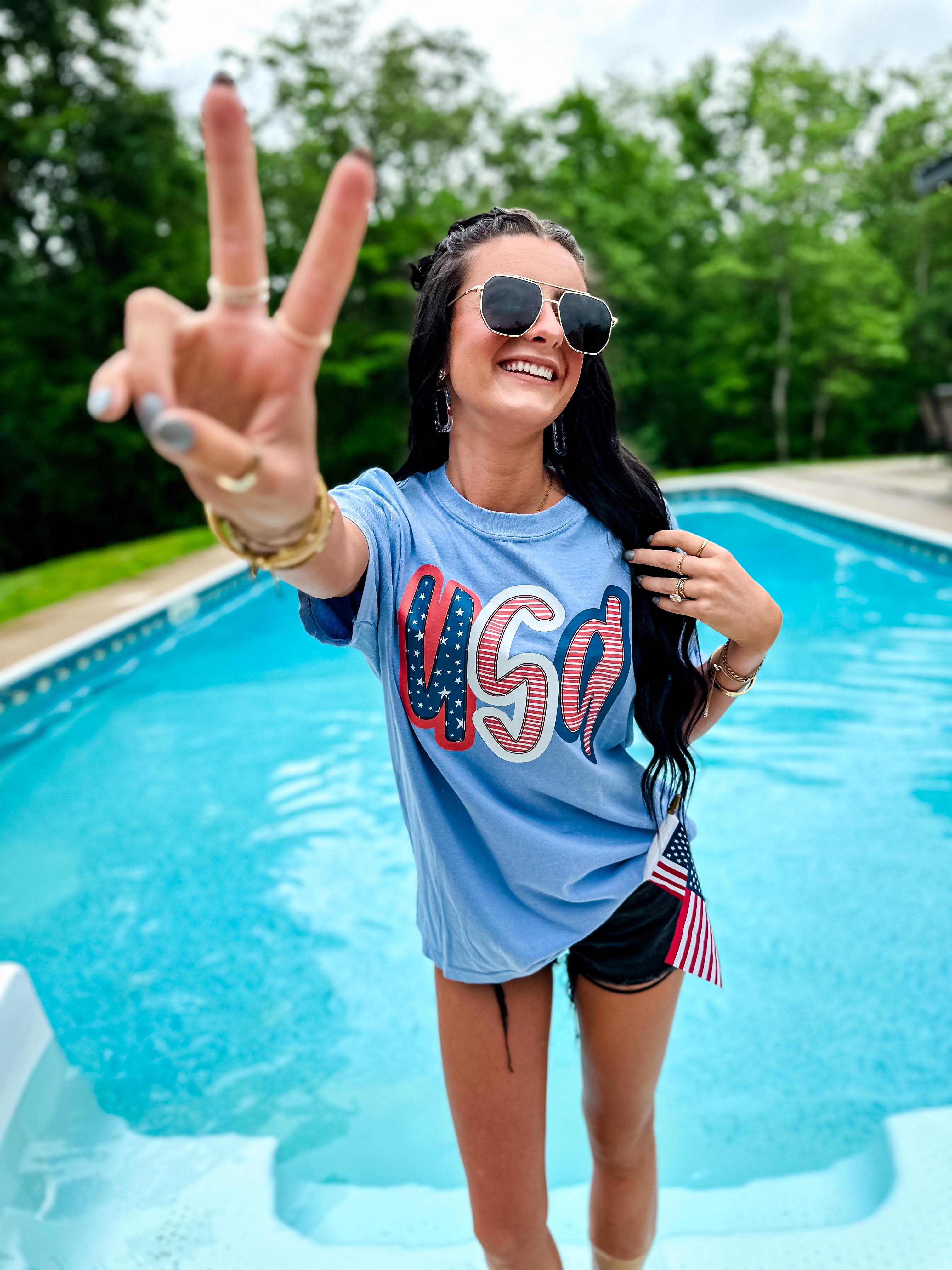 USA Stars And Stripes DTF Graphic Tee