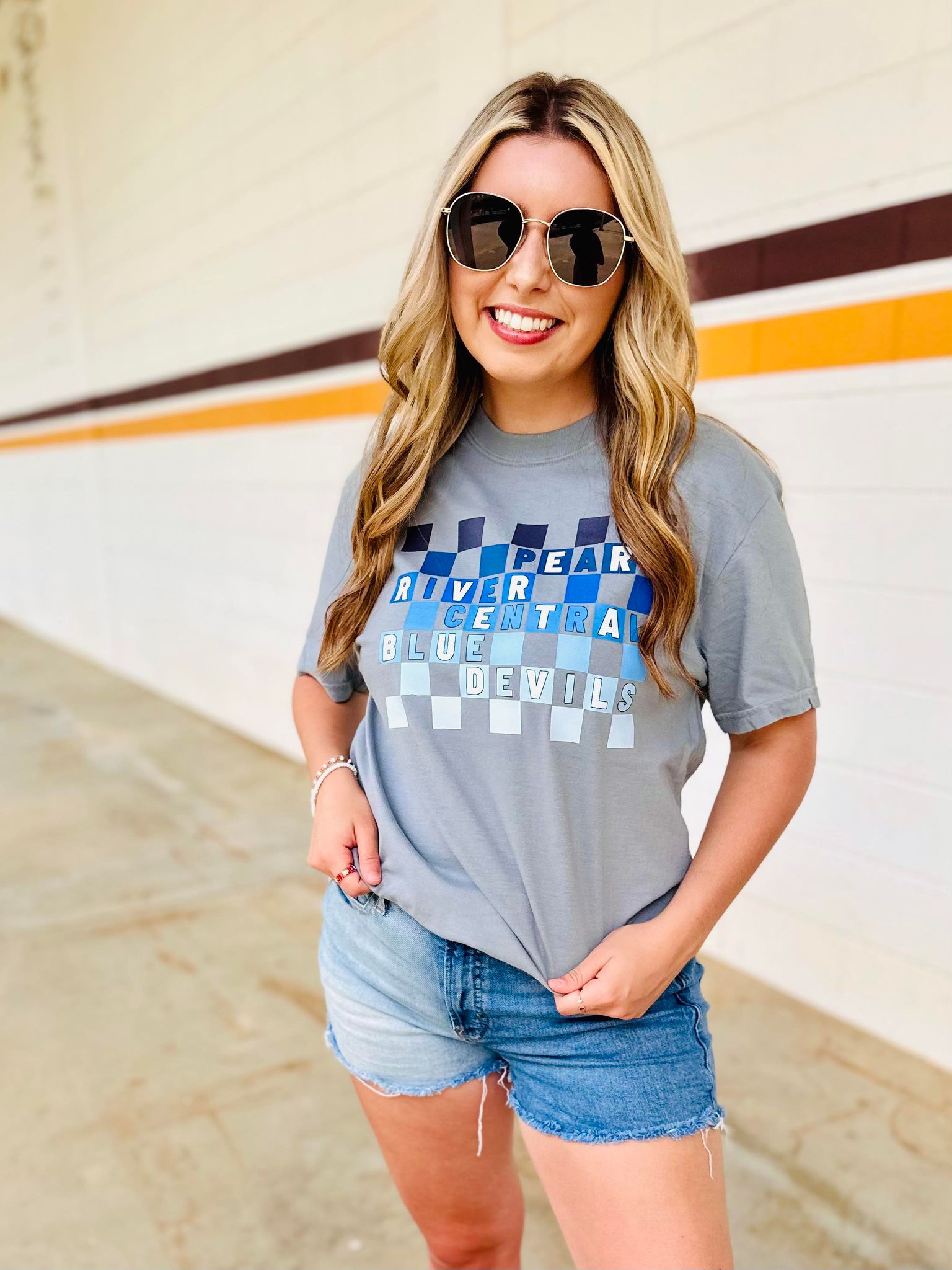 Ombre Checkered School Granite Graphic Tee #55