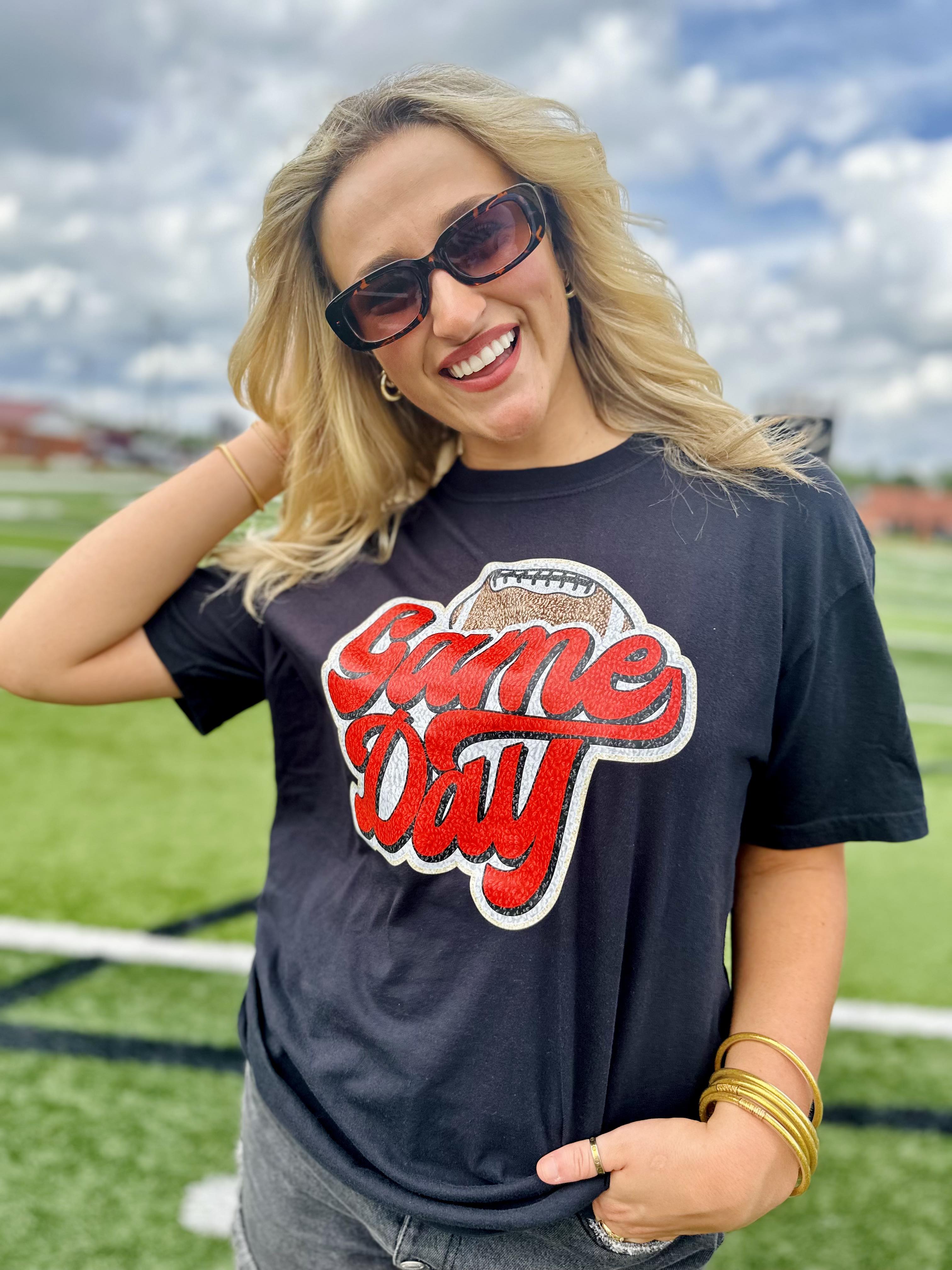 Retro Game Day Black Graphic Tee